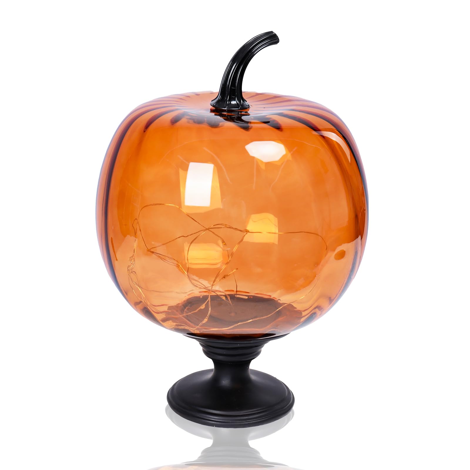 Afirst Decorative Glass Pumpkin Lights  Battery Operated Pumpkin Table Lamps  Halloween Fall Harvest Collection