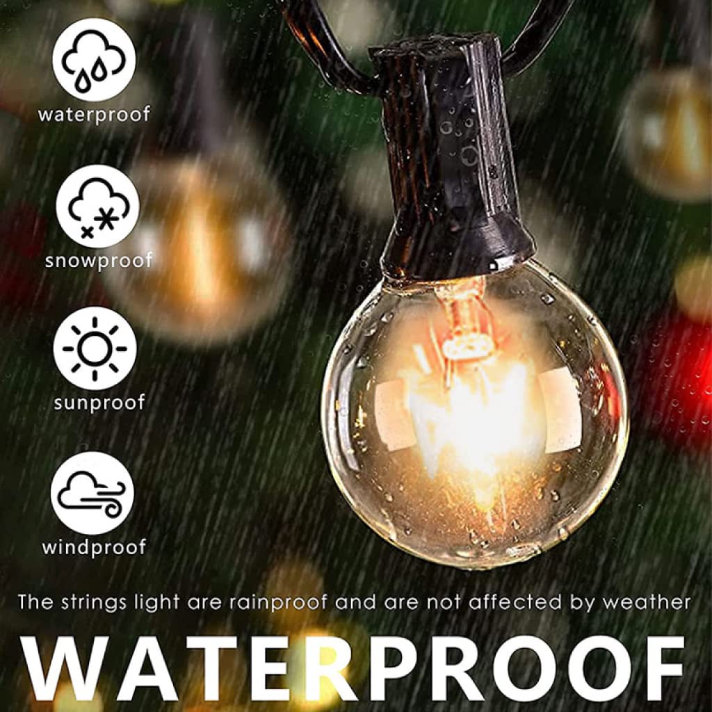 Concept Kart 25FT G40 Globe Outdoor String Light with 25 Bulbs + 2 Spare, Waterproof Patio Lights for Indoor Terrace Decor, Diwa