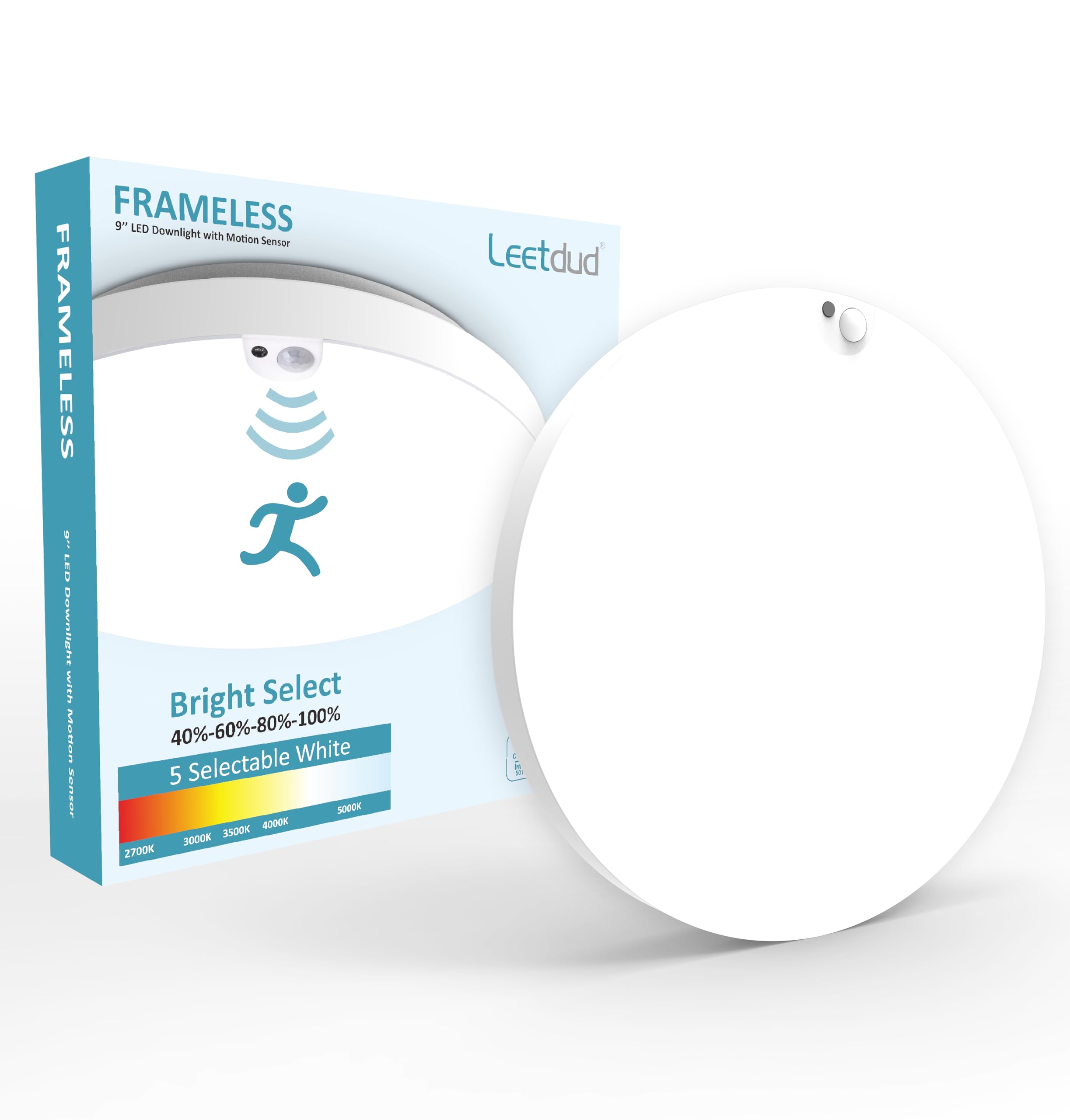 Motion Sensor Ceiling Light Hardwired, 9 Inch 18W Flush Mount Closet Light, 1800 Lm, 5 CCT 2700/3000/3500/4000/5000K, 4 Brightne
