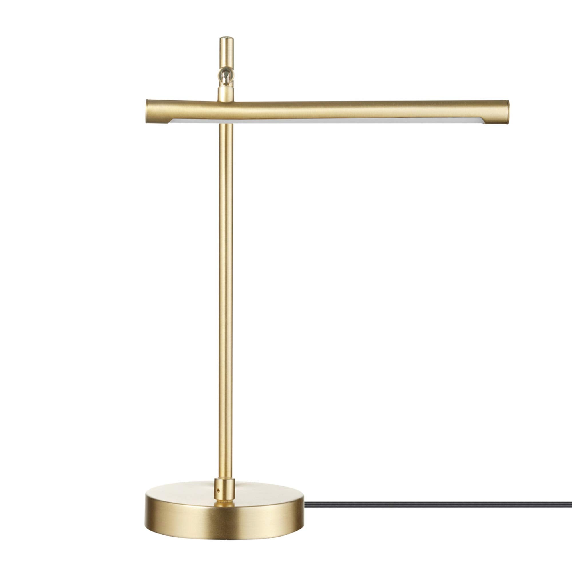 Globe Electric 52889 LED Desk Lamp, 15in Matte Brass, 200 Lumens, Dimmer Rotary Switch