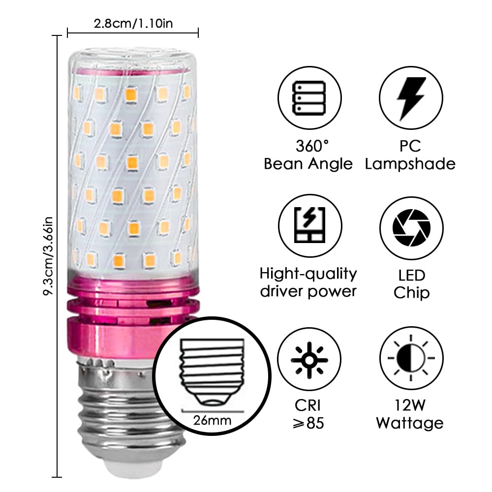 E26 Led Corn Light Bulbs,12W Warm Light 3000K, Equivalent To 100W E26 Halogen Bulbs,Ac 110-220V, 360 Beam Angle,Edison Screw Ses