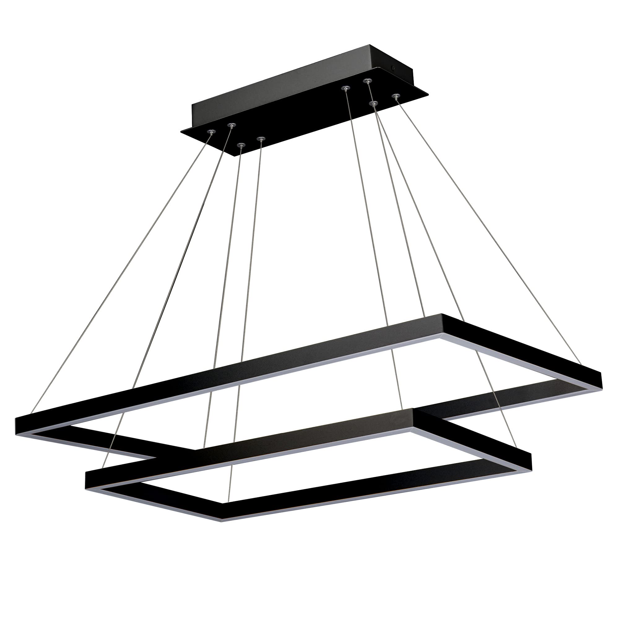 VONN Atria Duo 29" Modern Two-Tier Chandelier, Black Integrated LED, Aluminum, Model VMC31710BL