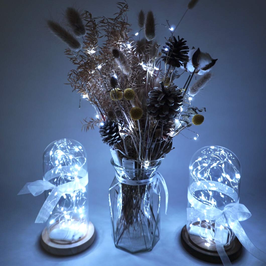 Felishine 20 Packs Fairy String Lights, 6.6Ft 20 Leds Battery Operated Silver Copper Wire Starry String Light For Diy Party Christmas Costume Wedding Easter Table Decorations (Cool White)