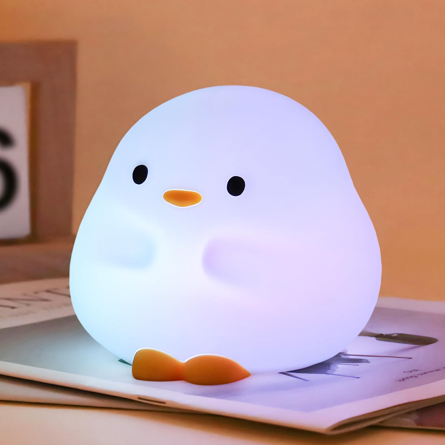 Rytinazzz Duck Silicone Night Light For Kids - Color Changing Led Lamp With Soft Touch  Usb Rechargeable & Long Battery - Cute Touch Control Duck Light For Kids Room & Birthday Gifts