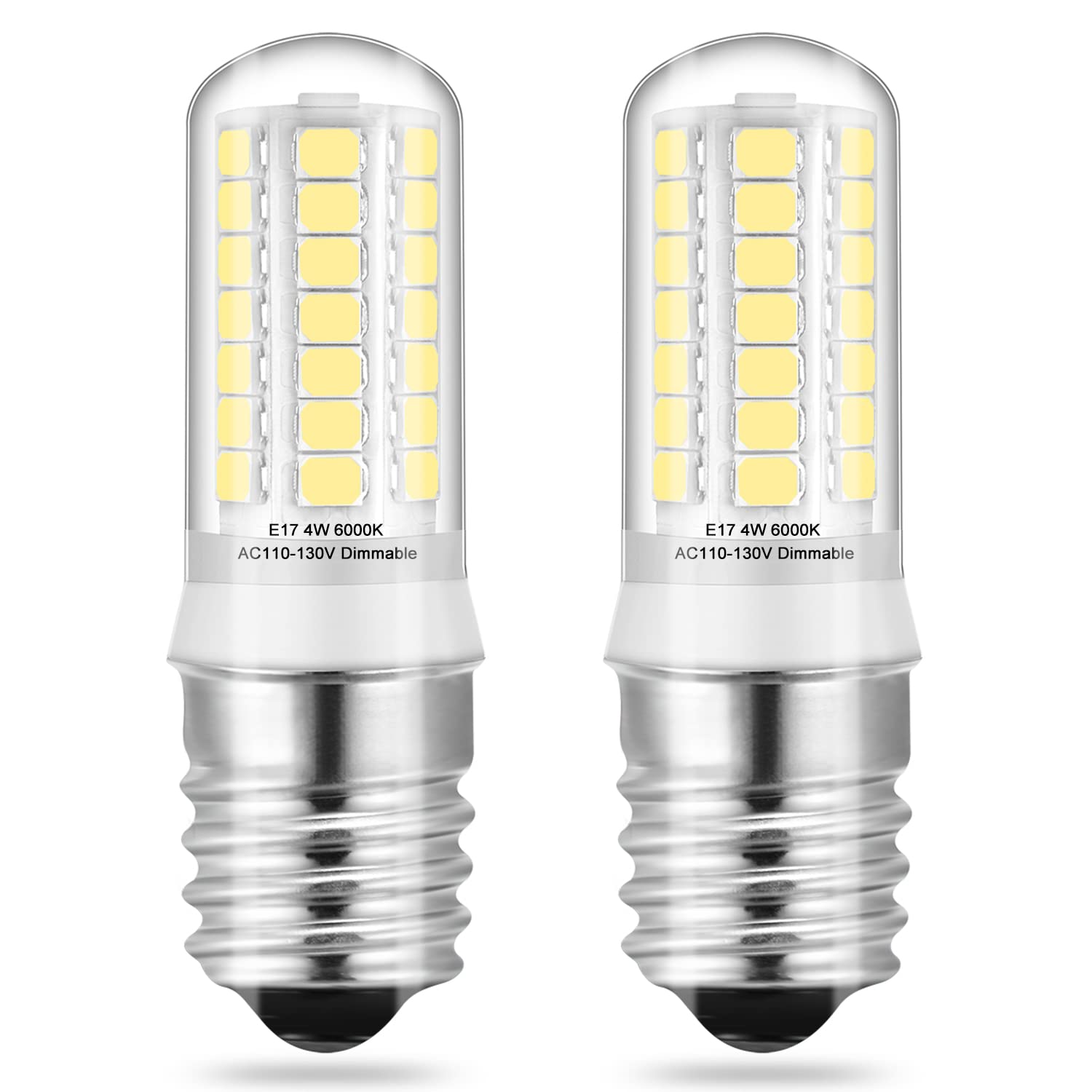 KLG E17 LED Bulbs Dimmable 6000K Daylight Appliance Lights, 40W Equivalent, Pack of 2
