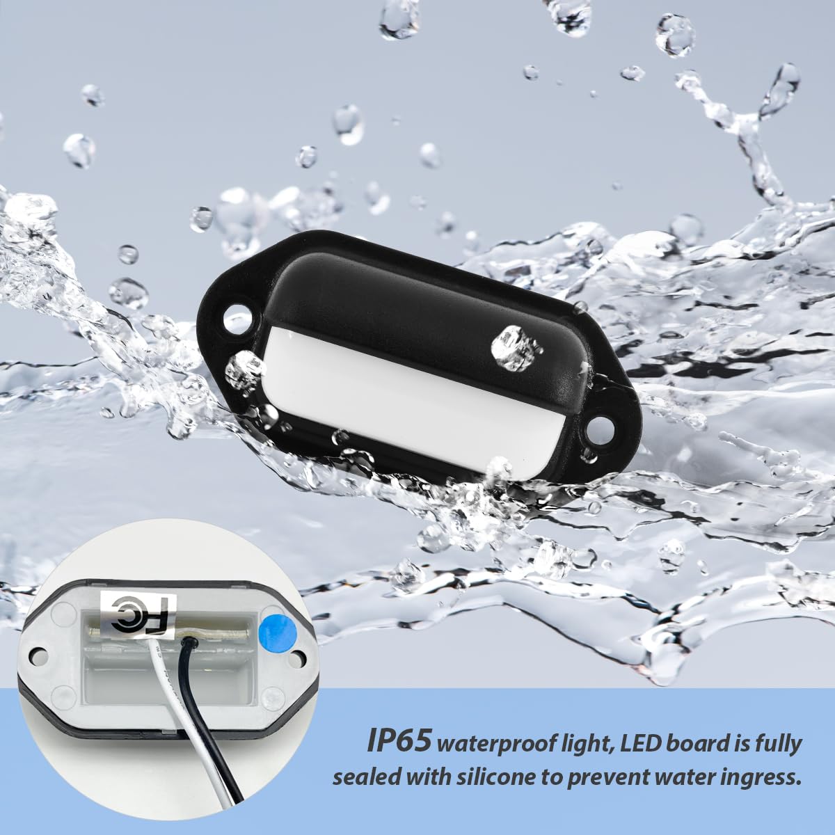 Dream lighting 12V LED Courtey Lights for RV Trailer Boat LED License Plate Lights Stair Deck Light 2.6inch Black Shell Blue Lig