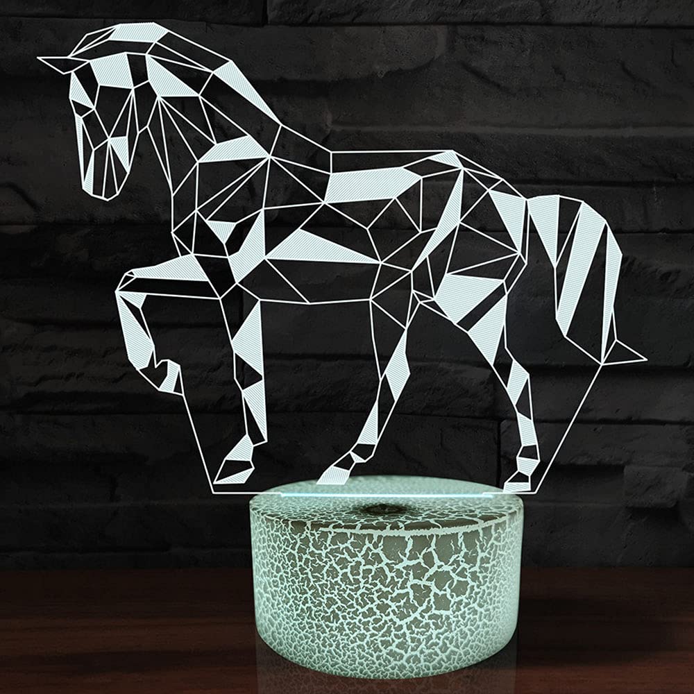 Glorivo Horse Night Light,16 Colors Remote Control & Smart Touch Dimmable 3D Illusion Bedside Lamp,Bedroom Decoration Birthday C