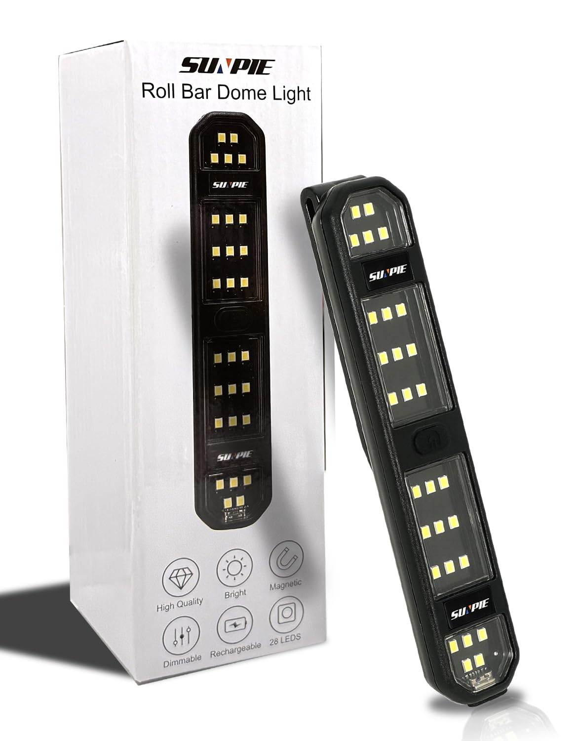 SUNPIE Truck Bed Lights Car Interior LED Lights with Switch Button &Strap Rechargeable Type-C Battery Powered Car Interior Lighting for Wrangler Truck RV Van Lorry Camper Boat Caravan Motorhome