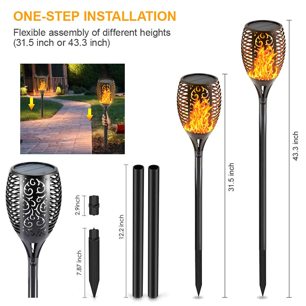 EOYIZW Solar Lights Outdoor 4 Pack, 99 LEDs Solar Torch Light with Flickering Flame- IP65 Waterproof Solar Garden Lights, Solar