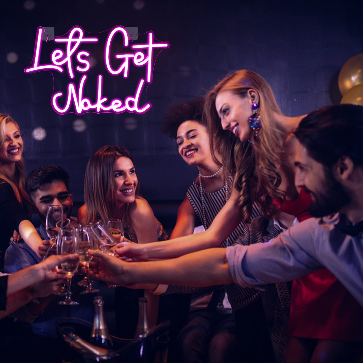 Looklight Neon Sign - Lets Get Naked Bathroom Wall Decor, USB Powered LED Light, Naked Color