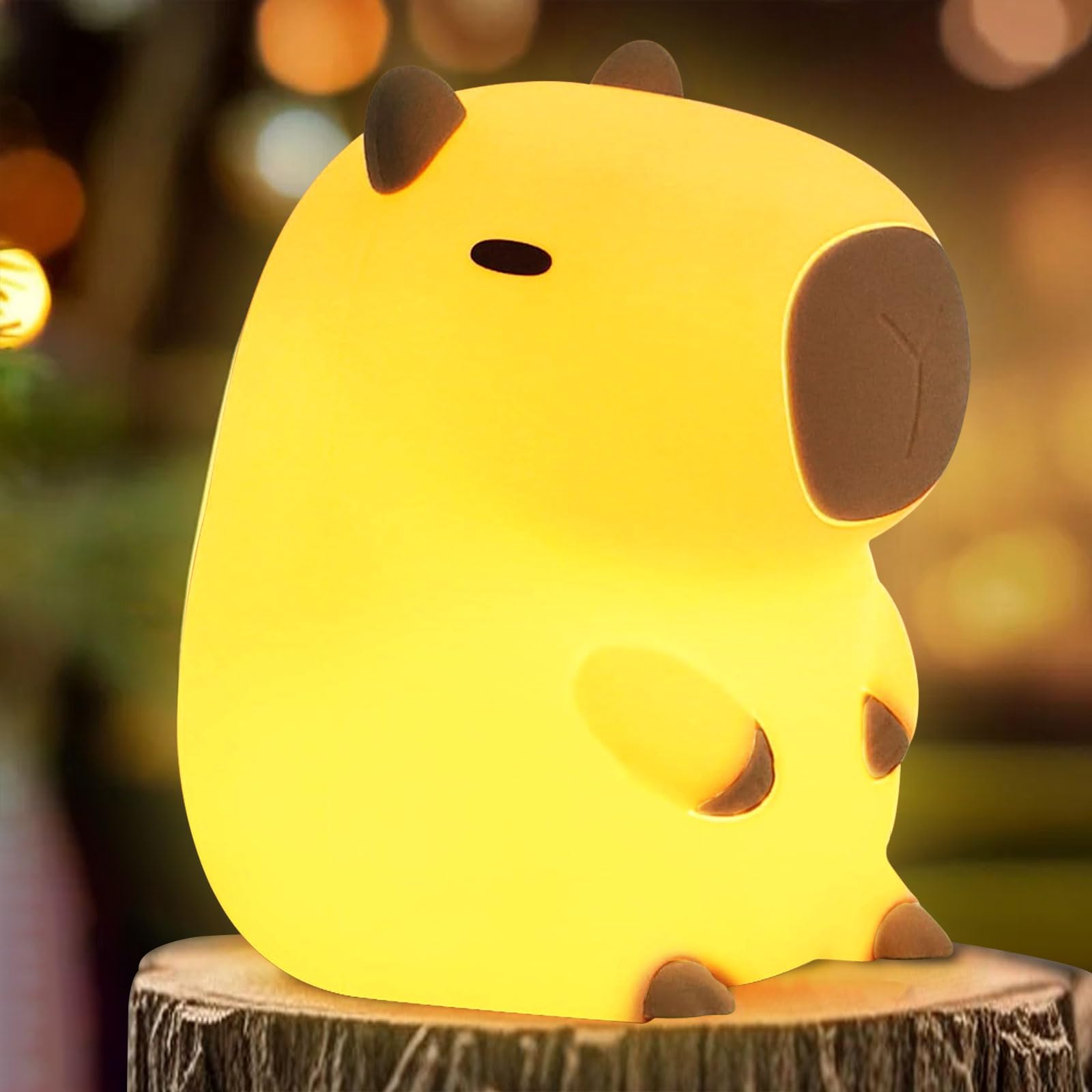 FAMIDUO Cute Capybara Night Light, LED Squishy Novelty Animal Night Lamp,2 Levels Dimmable/Timer Nursery Nightlight for Kids, Re