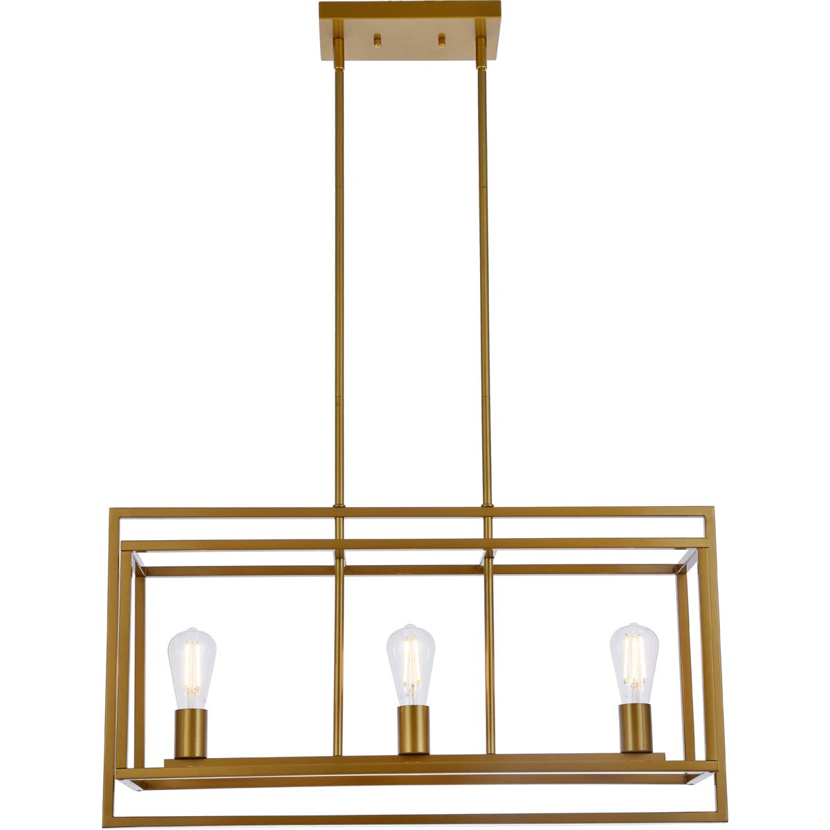 Living District Voir 3-Light Mid-Century Metal Pendant in Brass