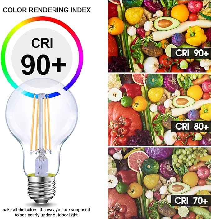 E ENERGETIC LIGHTING Dimmable LED Filament Bulbs, 8W (60W Equiv.), Warm White 3000K, A19, Clear Glass, 12 Pack