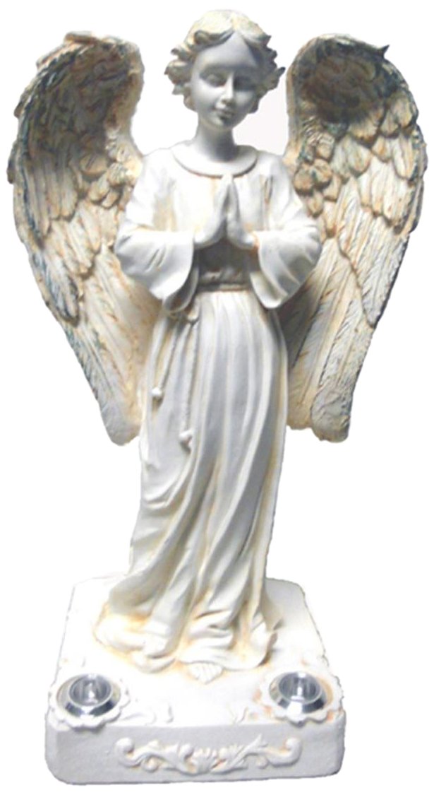 Garden Sun Light 13&quot; Praying Angel With 2 Yellow Led Solar Lights - Resin Outdoor Decor