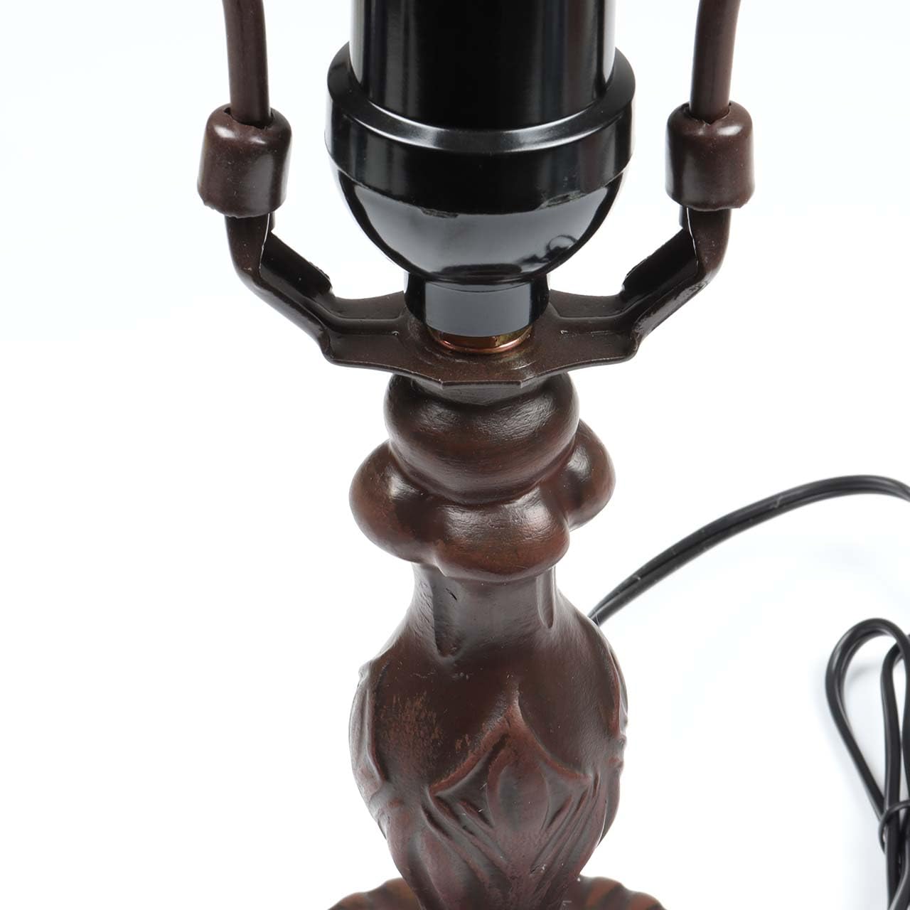 Bieye B10718 Antique Brown Table Lamp Base With E26 Light Socket For 8-Inch Tiffany Style Stained Glass Lampshade