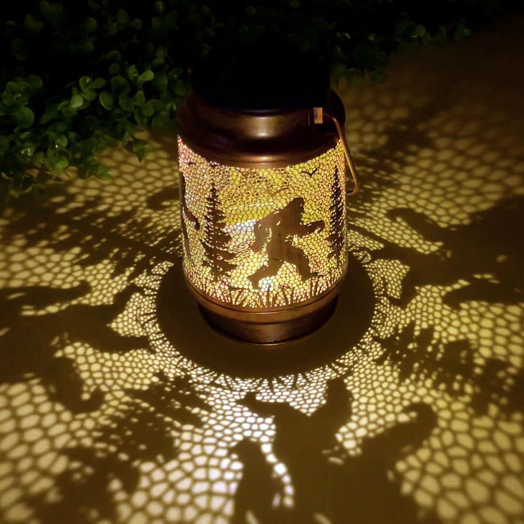Doesen Bigfoot Solar Lantern - Waterproof Metal LED Decorative Lights, Bronze, Model SL-BF01 for Yard, Patio, Garden Decor