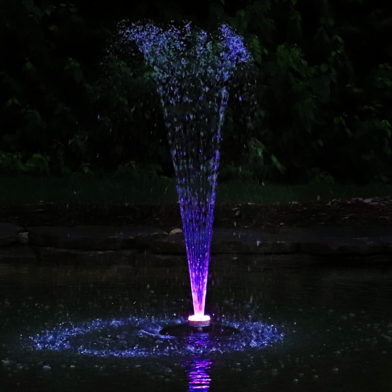 Ocean Mist Small Floating Fountain with 48 RGB LED Lights, 600GPH Pump for Ponds & Water Gardens - White