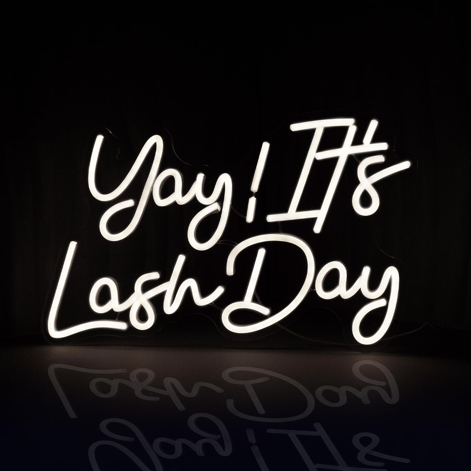 Jedaemen Yay It'S Lash Day Neon Signs For Wall Decor Warm White Led Light Sign For Girls Beauty Makeup Room Decor Light Up Sign For Birthday Party Lash Salon Decoration Usb Powered