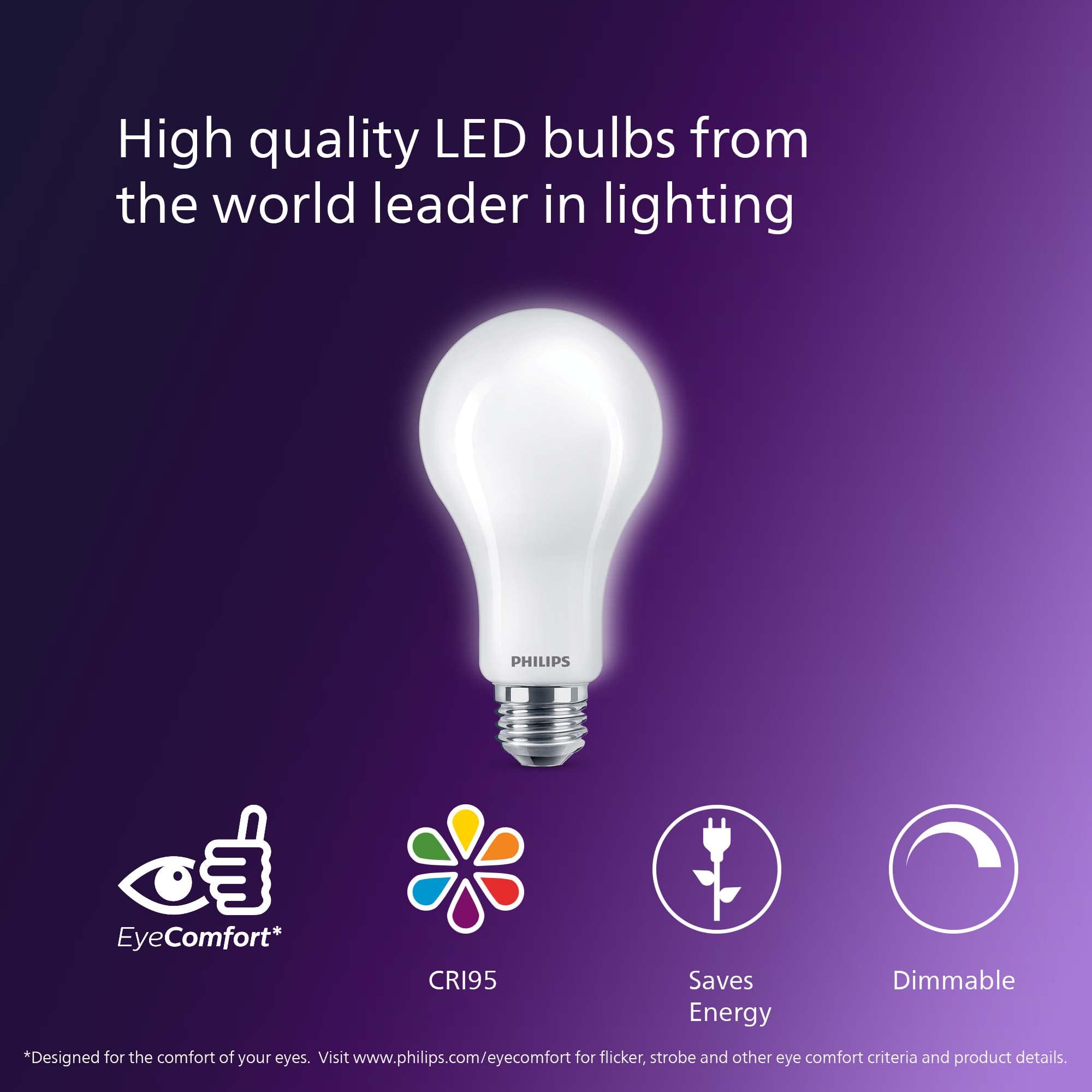 PHILIPS LED Frosted Spiral A21 Bulbs, Dimmable, 1600 Lumen, Soft White, 12.5W=100W, E26 Base, 2-Pack