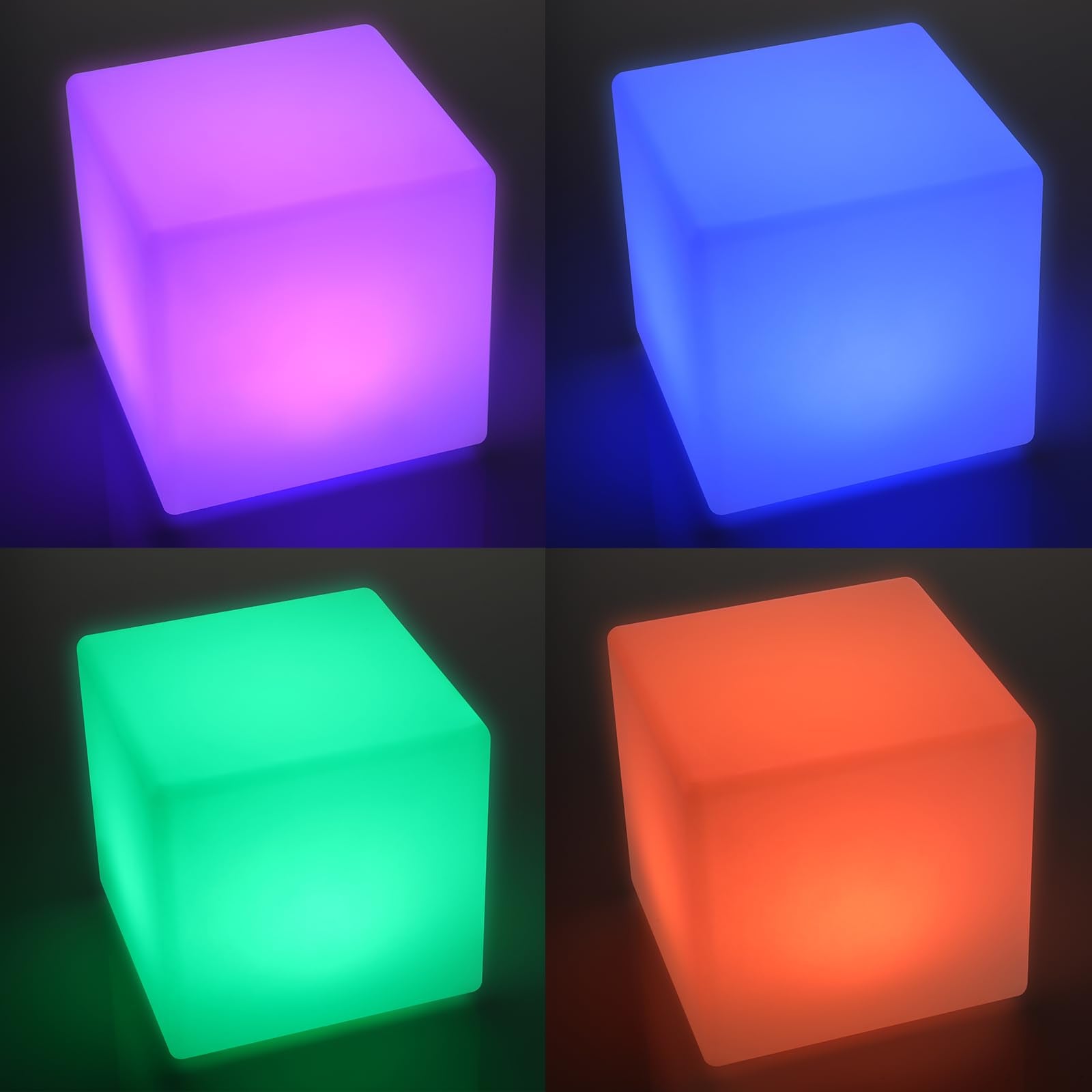 Frienda LED Mood Lamp - 4 Pcs Waterproof Light Up Cubes, 16 Colors, 6 Inch, White - Perfect for Nursery, Home, Patio, Party Decor