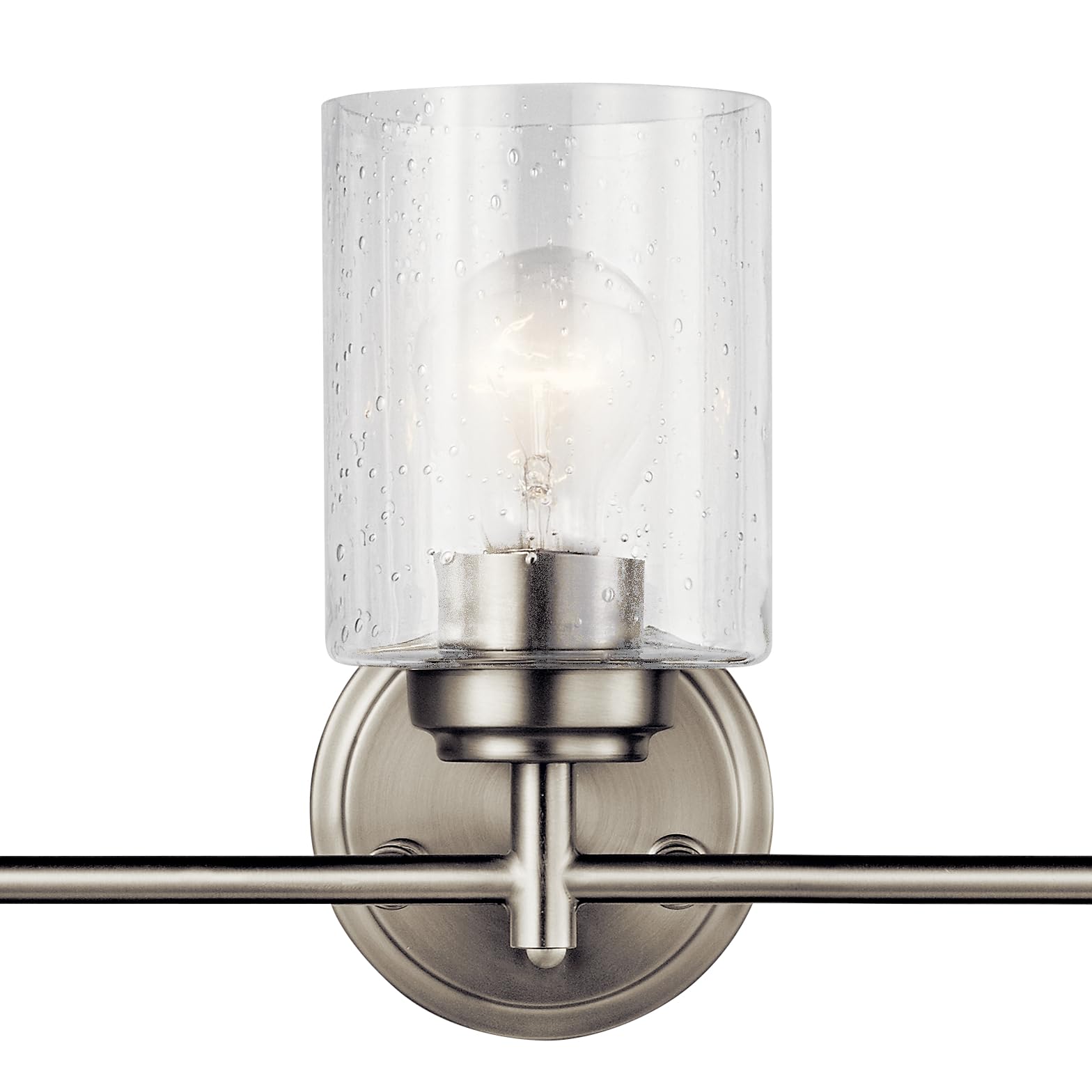 Kichler Vanity Light 3-Light Brushed Nickel 21.5in Width Clear Seeded Glass Model 45886NI