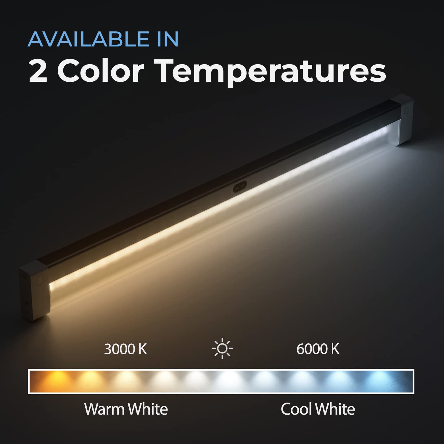 EShine Under Cabinet LED Lighting Kit, 20" Dimmable, Warm White (3000K), Aluminum, Model ELW5001W - Touchless Wave Control