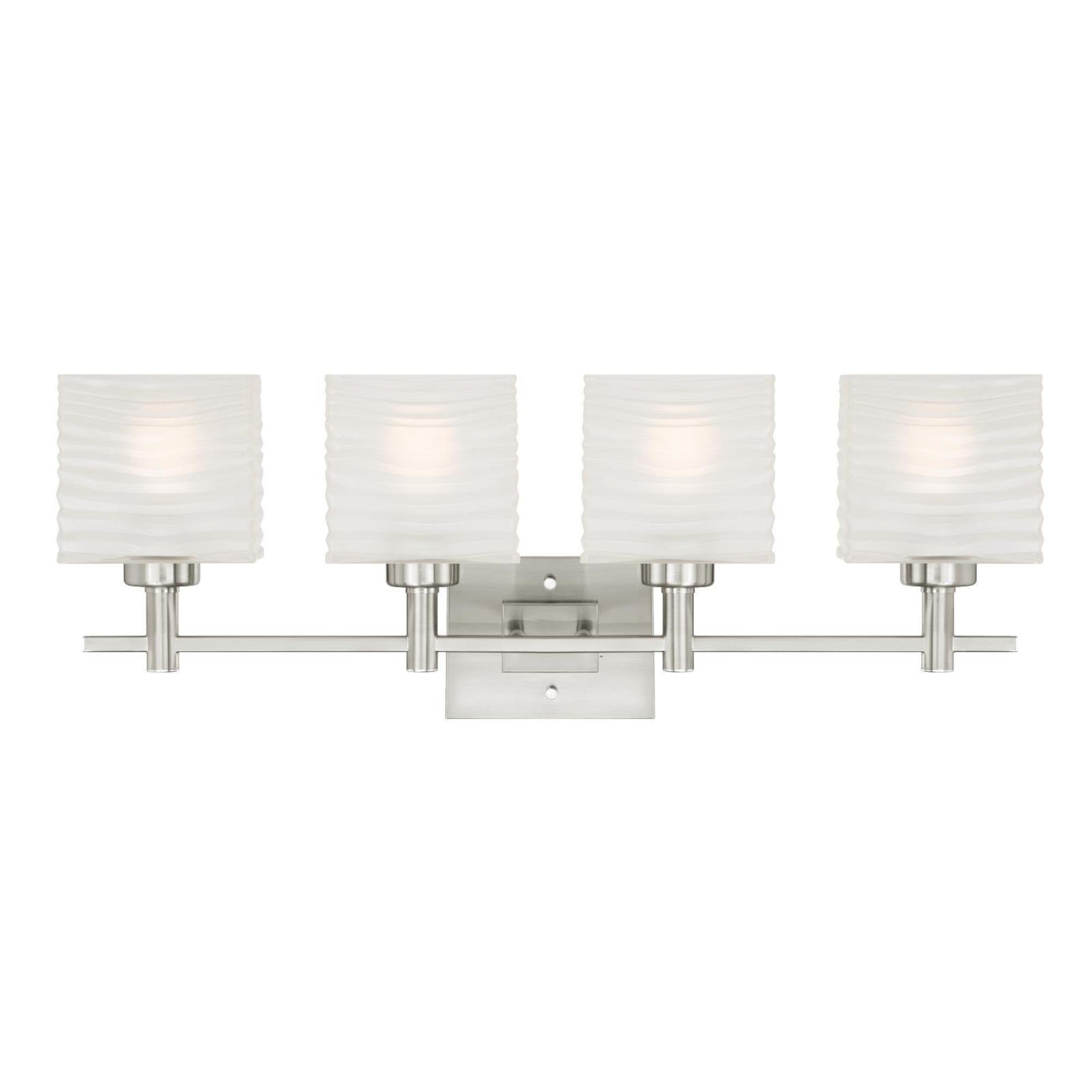 Westinghouse Four-Light Indoor Wall Fixture, Brushed Nickel, Rippled White Glass, Model 6304100