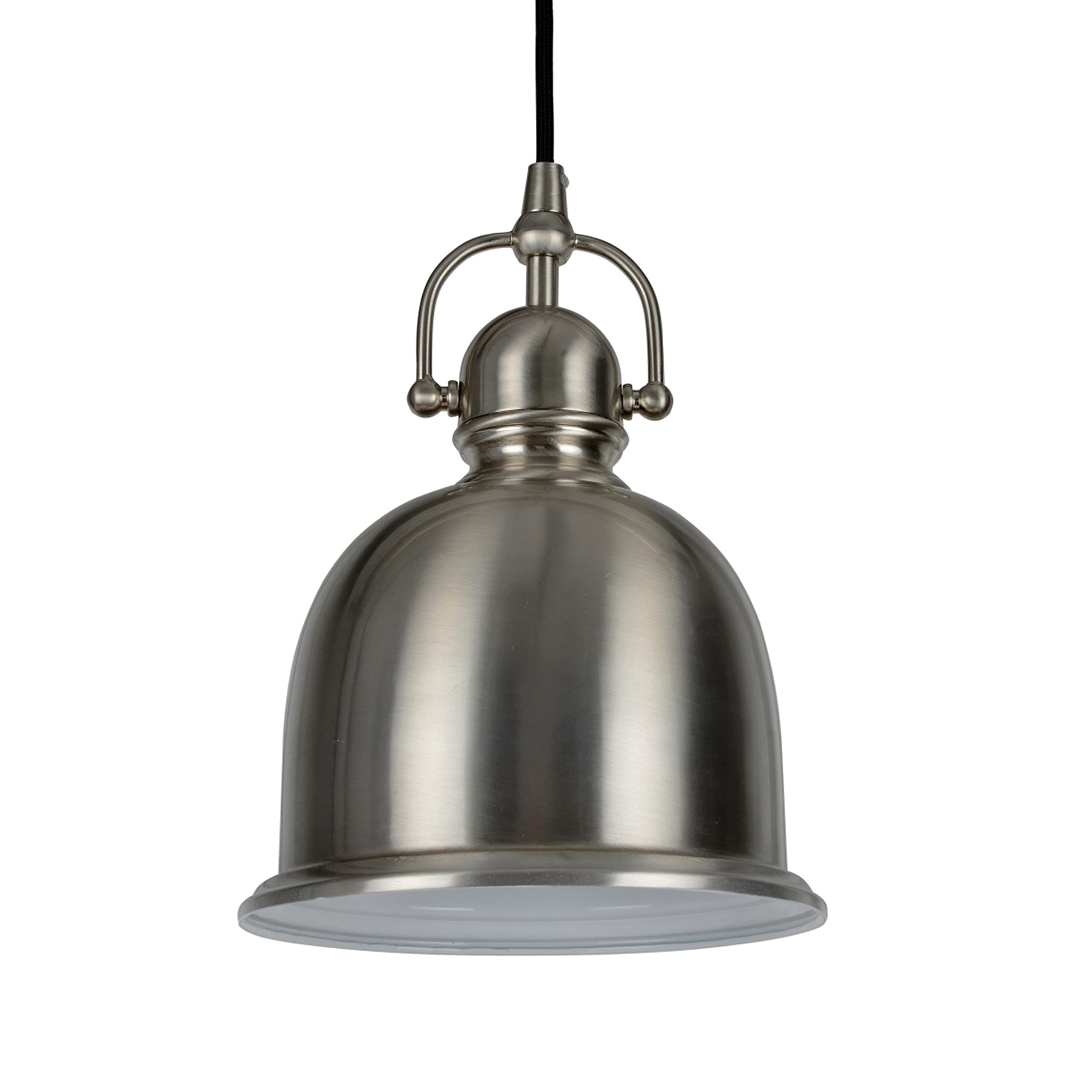Aspen Creative 61006 Adjustable Mini Pendant Light, Brushed Nickel Metal Shade, 1 Light, 8in Wide