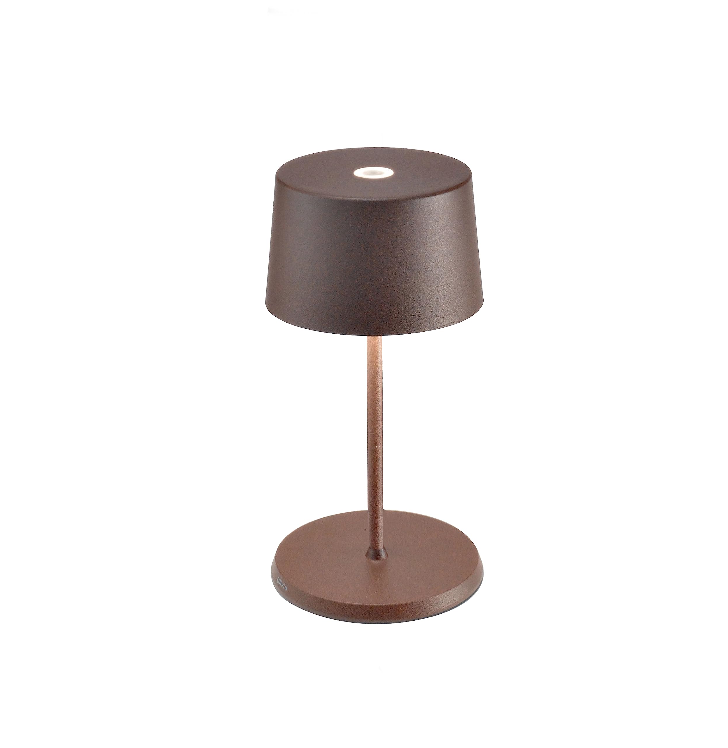Zafferano Olivia Mini Lamp, Portable Rechargeable Table Lamp, 8.7in Height, Rust Color, Aluminum, Model LD0860R4