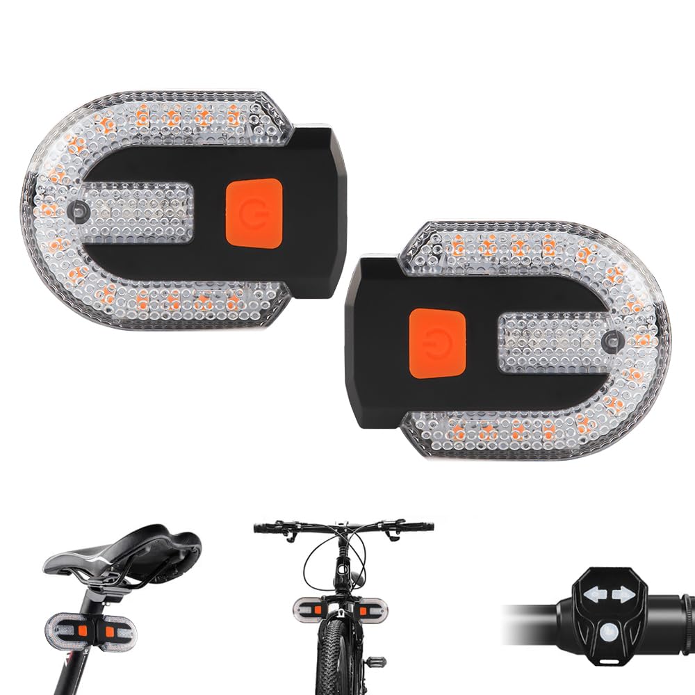 Teguangmei Bike Tail Light with Turn Signal, USB Rechargeable, Split Type, 2PC Yellow+Red