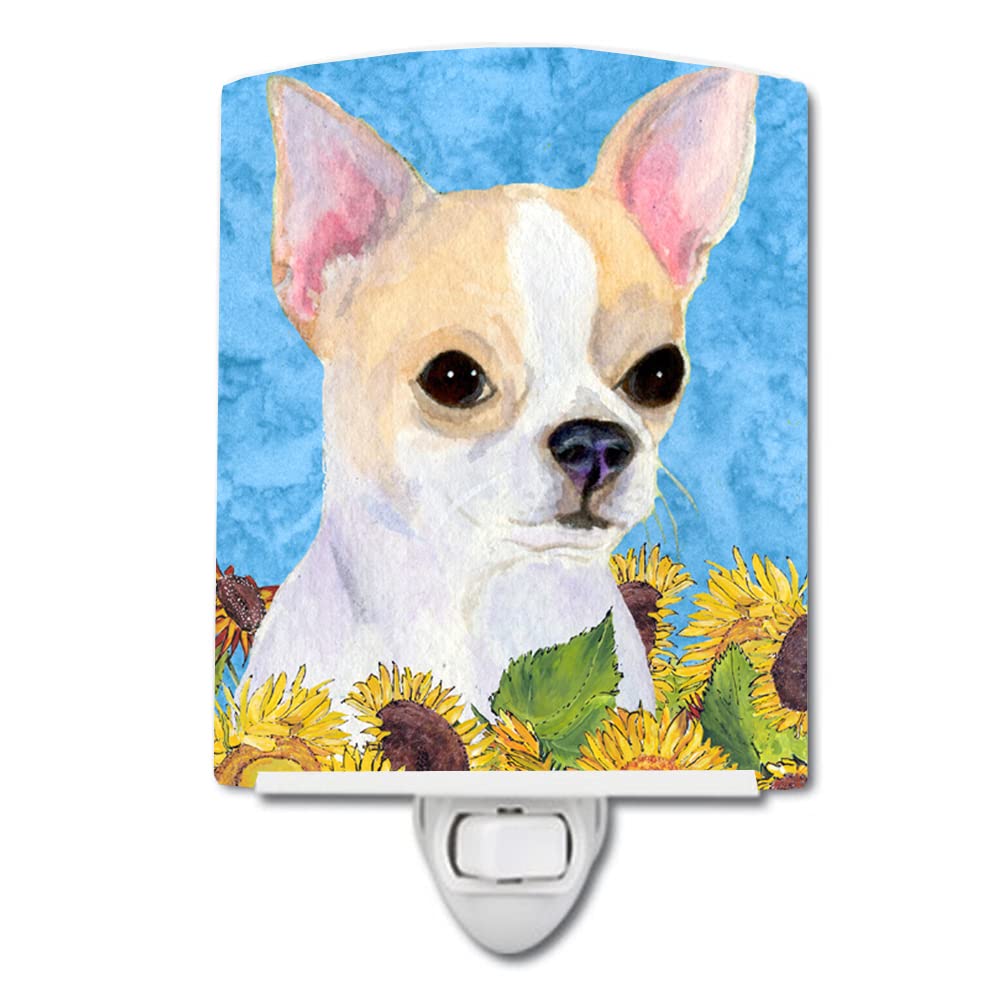 Carolines Treasures Ceramic Night Light, Chihuahua in Summer Flowers, UL-Certified, 6x4x3 inches, Multicolor, Model SS4243CNL