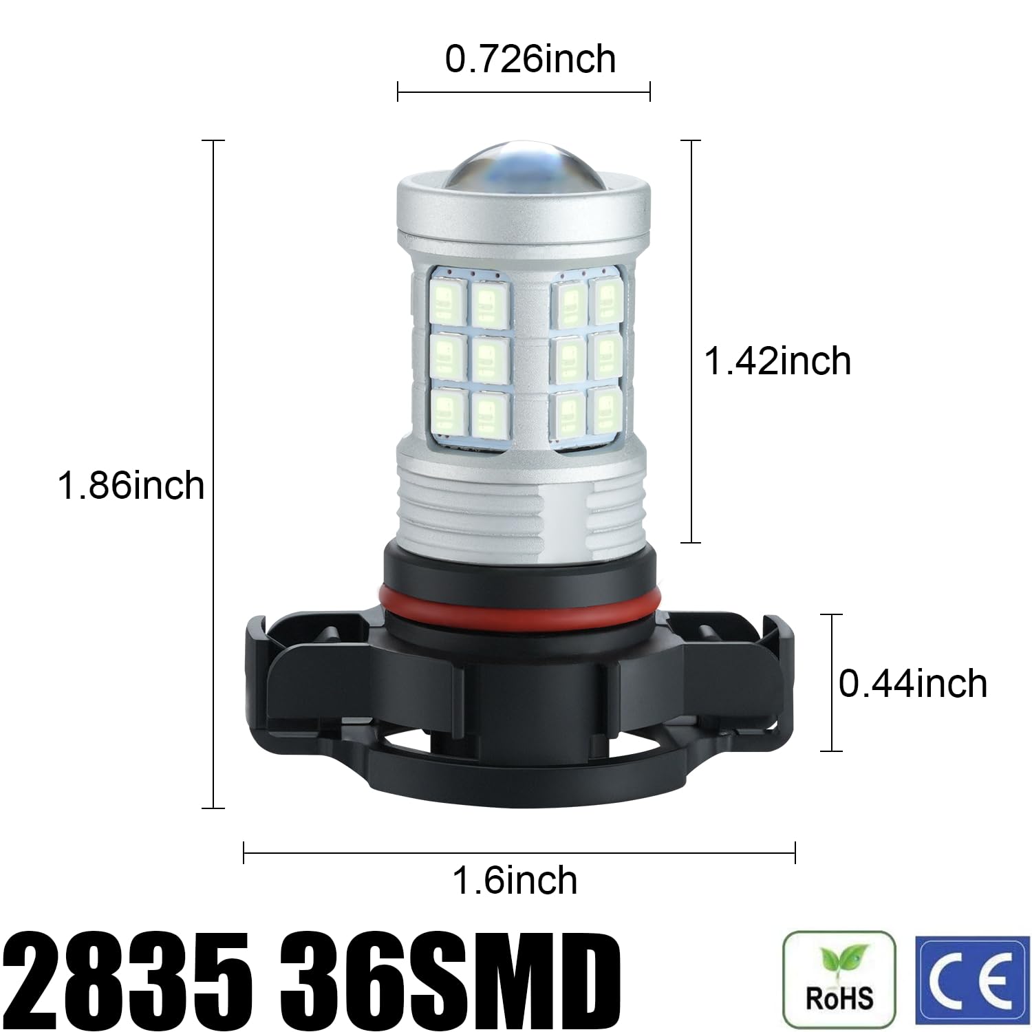 KISLED LED Fog Light Bulbs 3000lm High Power 2835 Chips 2504 Ice Blue