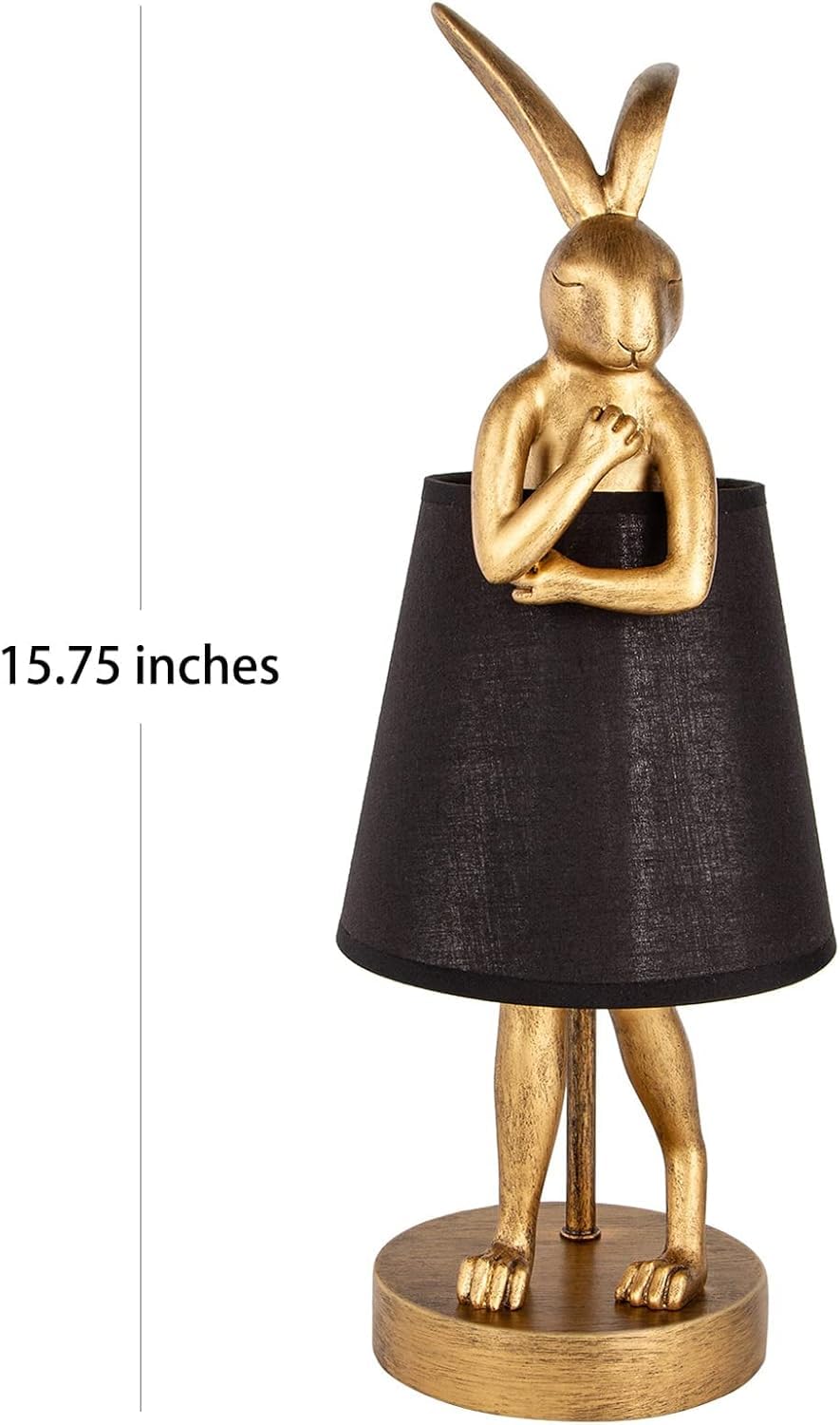 YHT Bunny Table Lamp,Cute Animal Rabbit Lamp,15.7 Vintage LED Desk Light with Linen Lampshade,Gold Main Part Beside Lamp for Bed