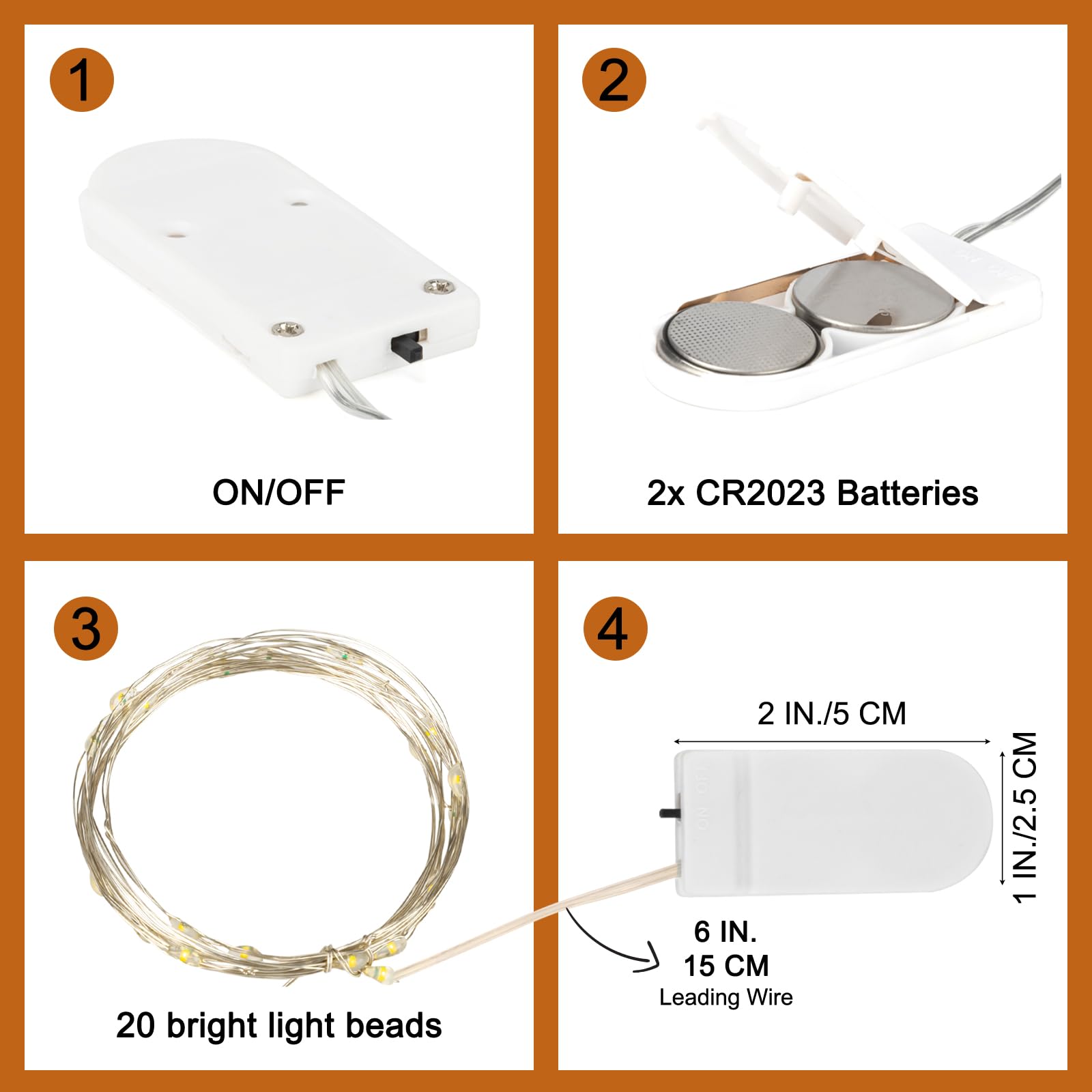 SINAMER 6 Pack Fairy Lights Battery Operated Lights, 7ft 20 Led Multicolor Mini String Lights, Waterproof Silver Wire Starry for