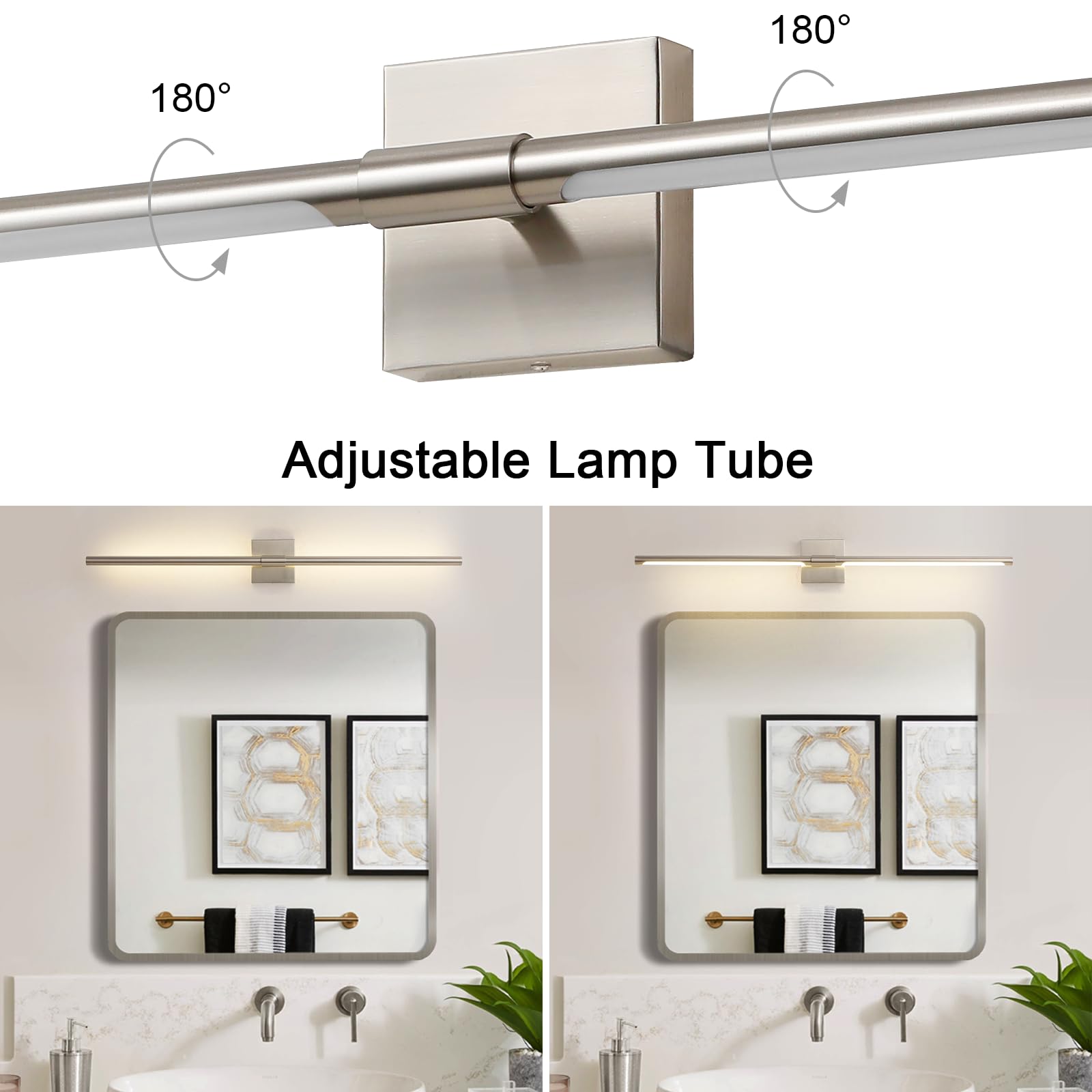 Faziyo Sand Nickel 40 Inch Vanity Light For Bathroom Over Mirror Led Vanity Lights Fixtures 4000K Morden Bathroom Sconce Picture