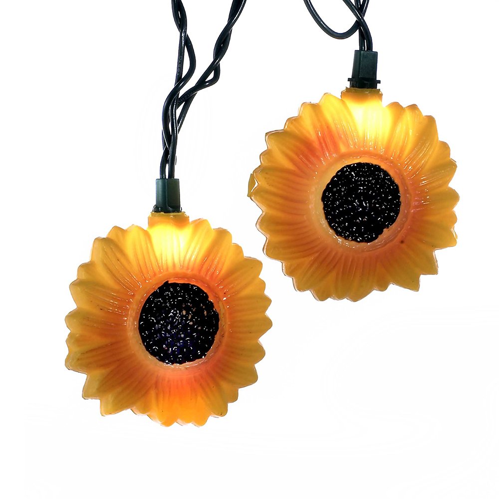 Kurt S. Adler 10-Light Sunflower Light Set UL4248, 11.5ft, Yellow, Plastic