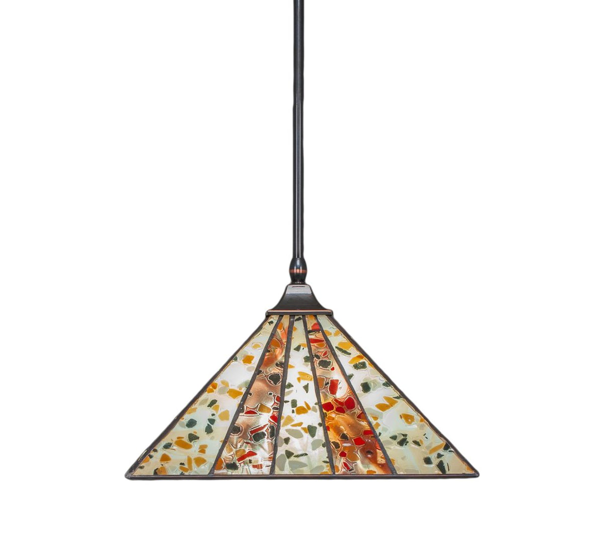 Toltec Lighting 13-Bc-956 Stem Hung Pendant With Square Fitter With 14&quot; Fiesta Tiffany Glass, Black Copper Finish