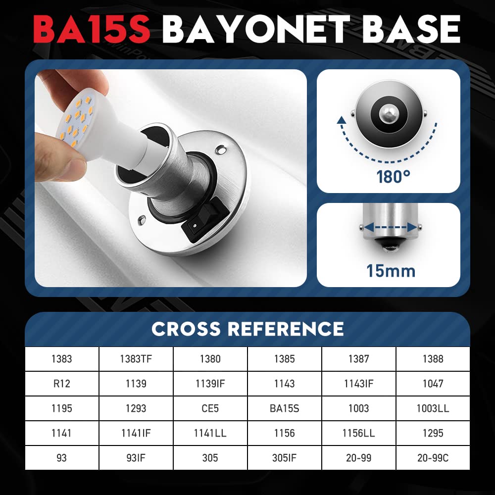 Vehicode 1383 1139 Led Bulb Rv 12V Soft Warm White Super Bright 1156 1141 1143 R12 Ba15S Flat Replacement For Camper Trailer Boat Marine Interior Reading Light Puck Spotlight Desk Lamp (4 Pack)