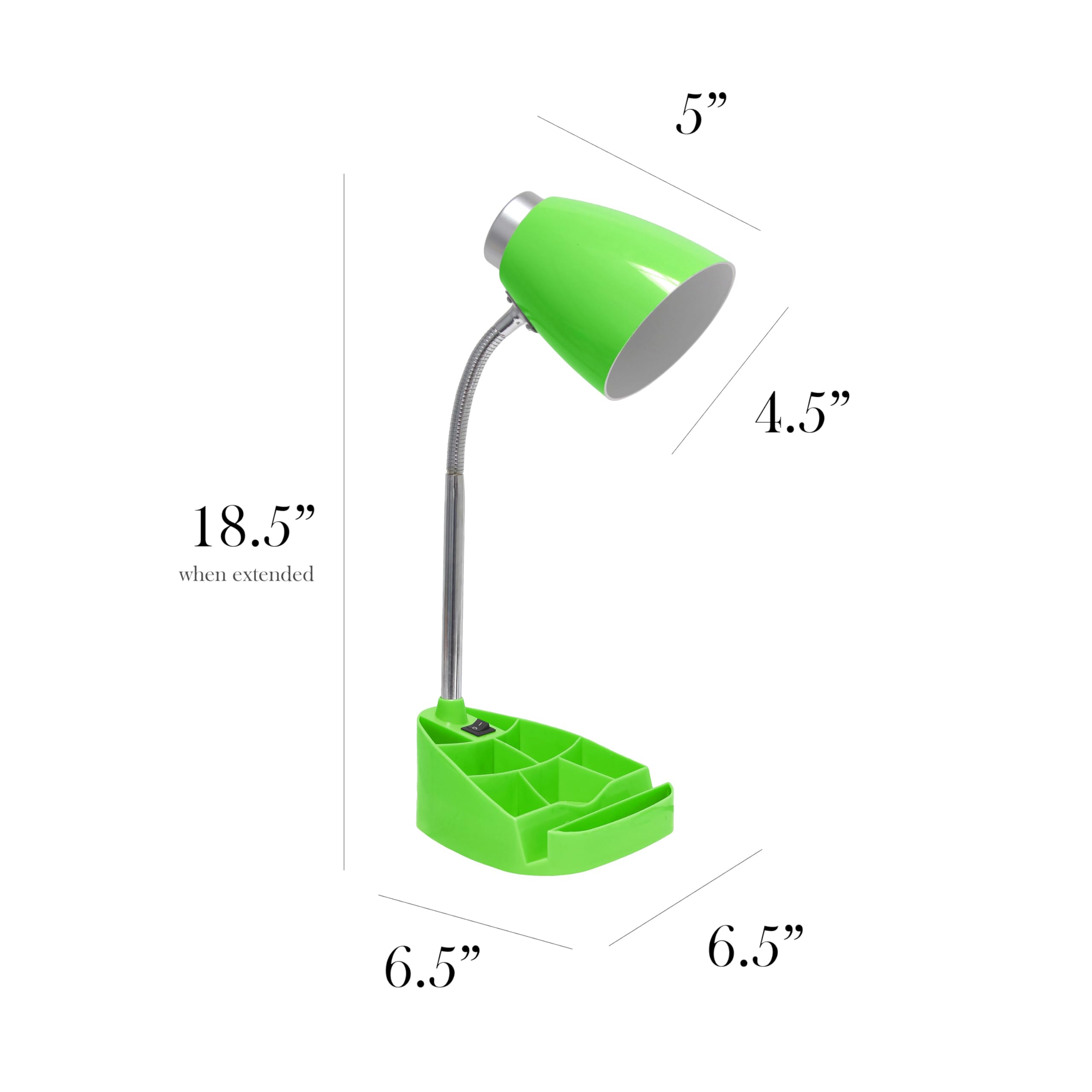 Simple Designs Ld1067-Grn Compartmental Desk Lamp With Iphone/Ipad/Tablet Stand, Bendable Gooseneck, For Office, Living Room, Ni