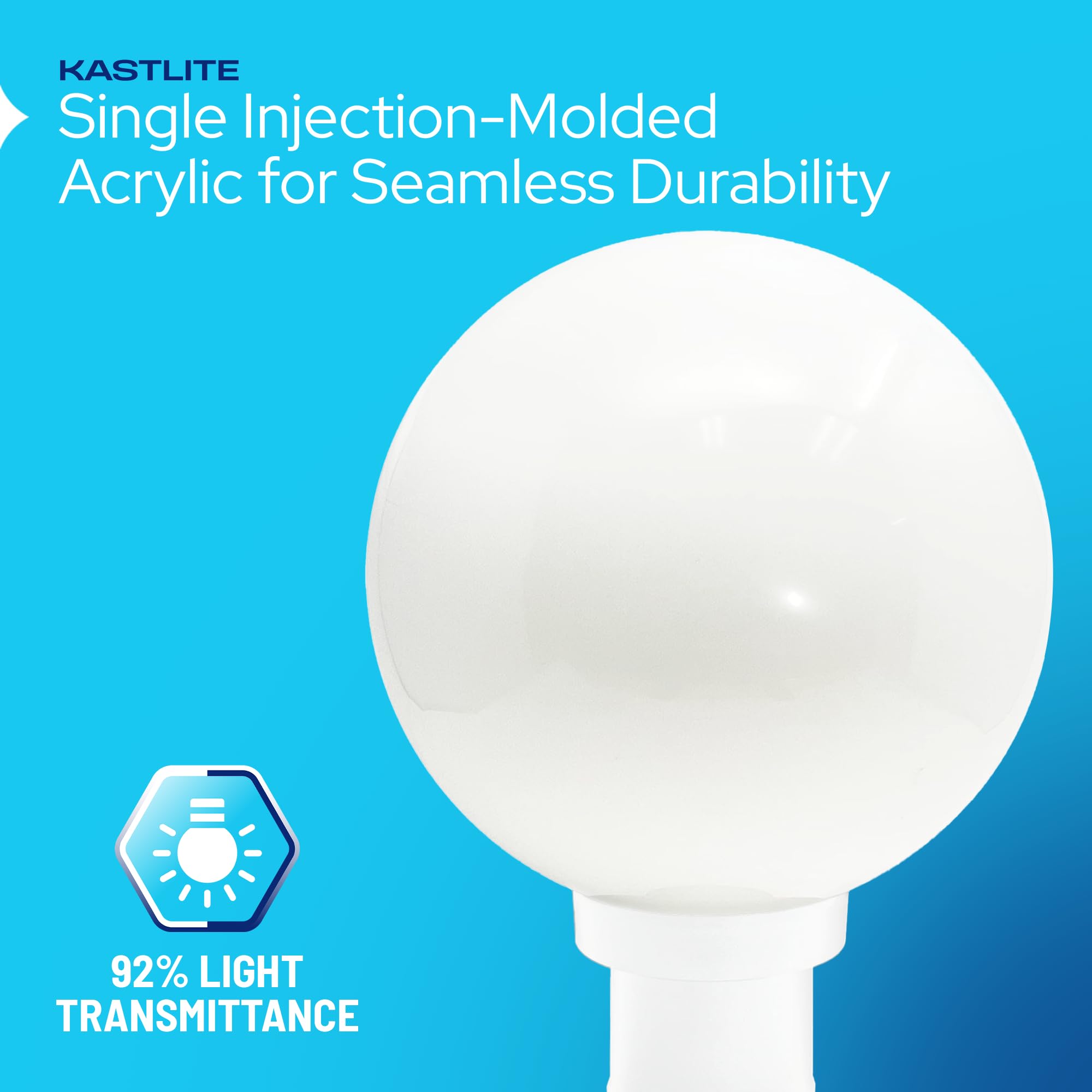 Kastlite Lamp Post Globe Combo Lighting Fixture | 12 White Acrylic Lens With White Fitter & Twist Lock Mounting | Fits 3 Diameter Posts (Not Included) | Comes With With 5000K Led Bulb