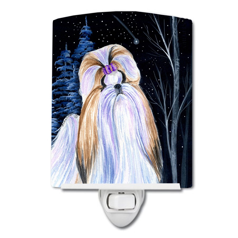 Caroline'S Treasures Starry Night Shih Tzu Ceramic Night Light, Ul-Certified, Multicolor 6X4X