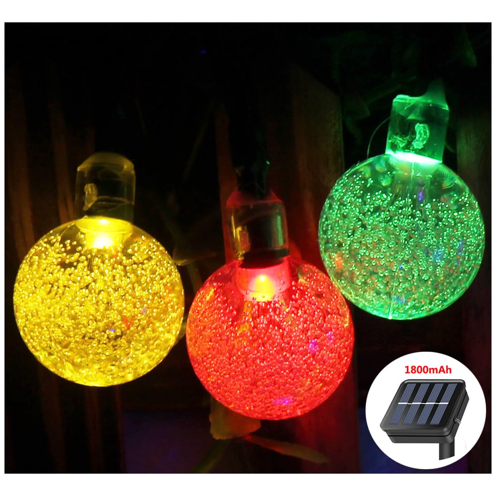 SPLOcolor Solar String Lights, 36FT, 60 LEDs, 8 Modes, Waterproof, Multicolor-60LED, Model S-SC-M-60