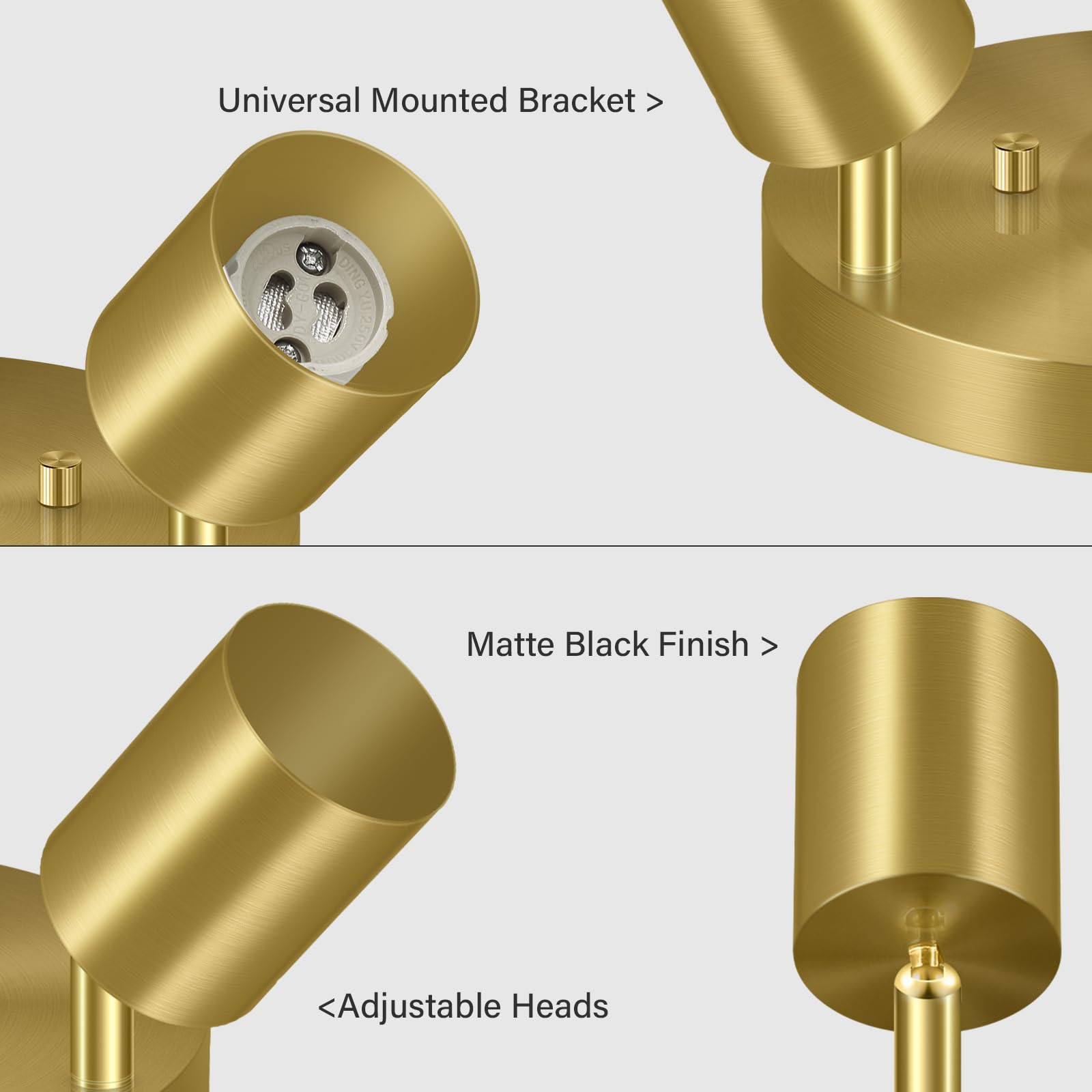 BoostArea LED Track Lighting Kit, 3 Light, Gold, Metal, Model C0303, Rotatable Heads for Kitchen, Living Room, Bedroom