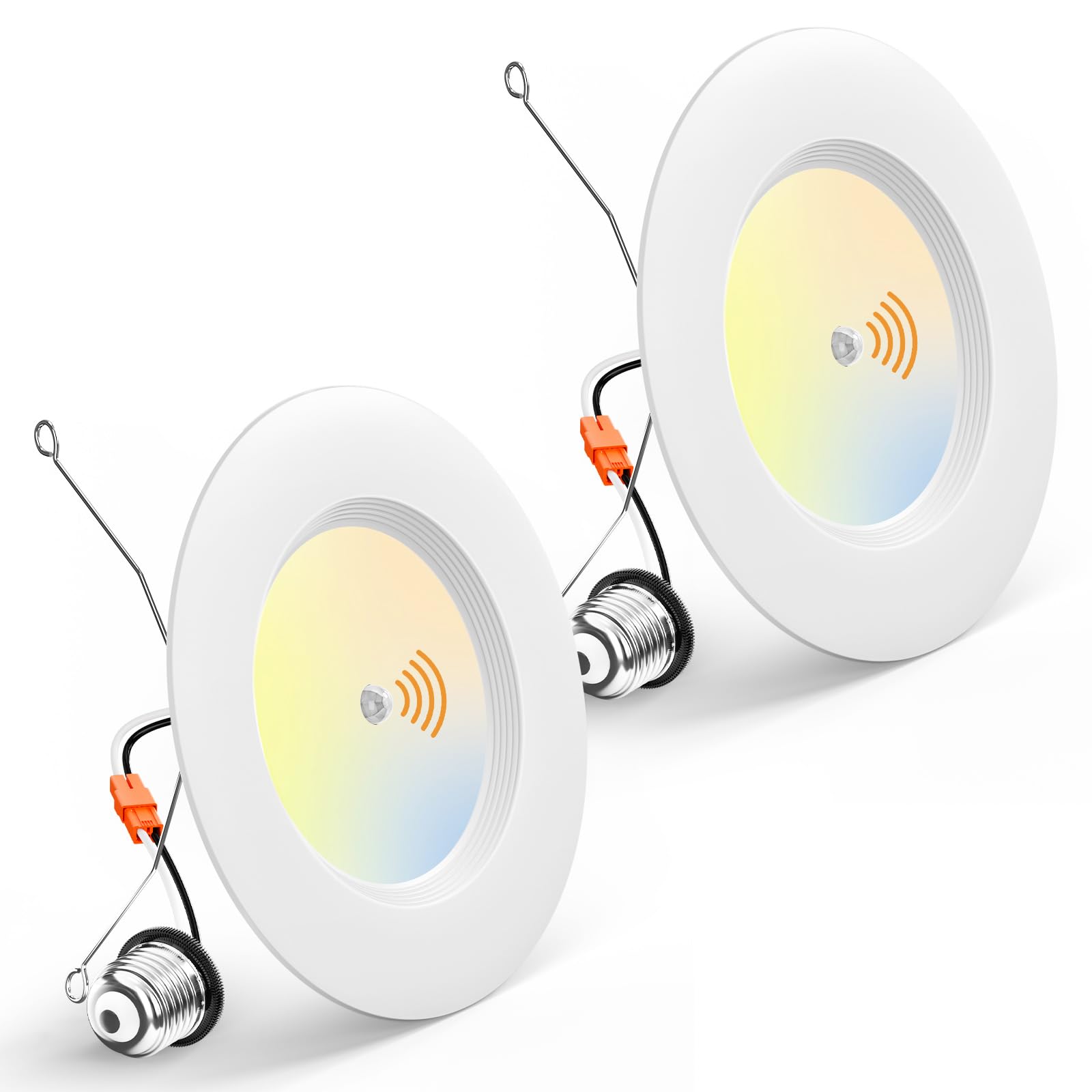 Amico 2 Pack 5/6 inch Motion Sensor Recessed Light, 12.5W=100W, 950LM, 2700K/3000K/4000K/5000K/6000K Selectable, LED Retrofit Ca