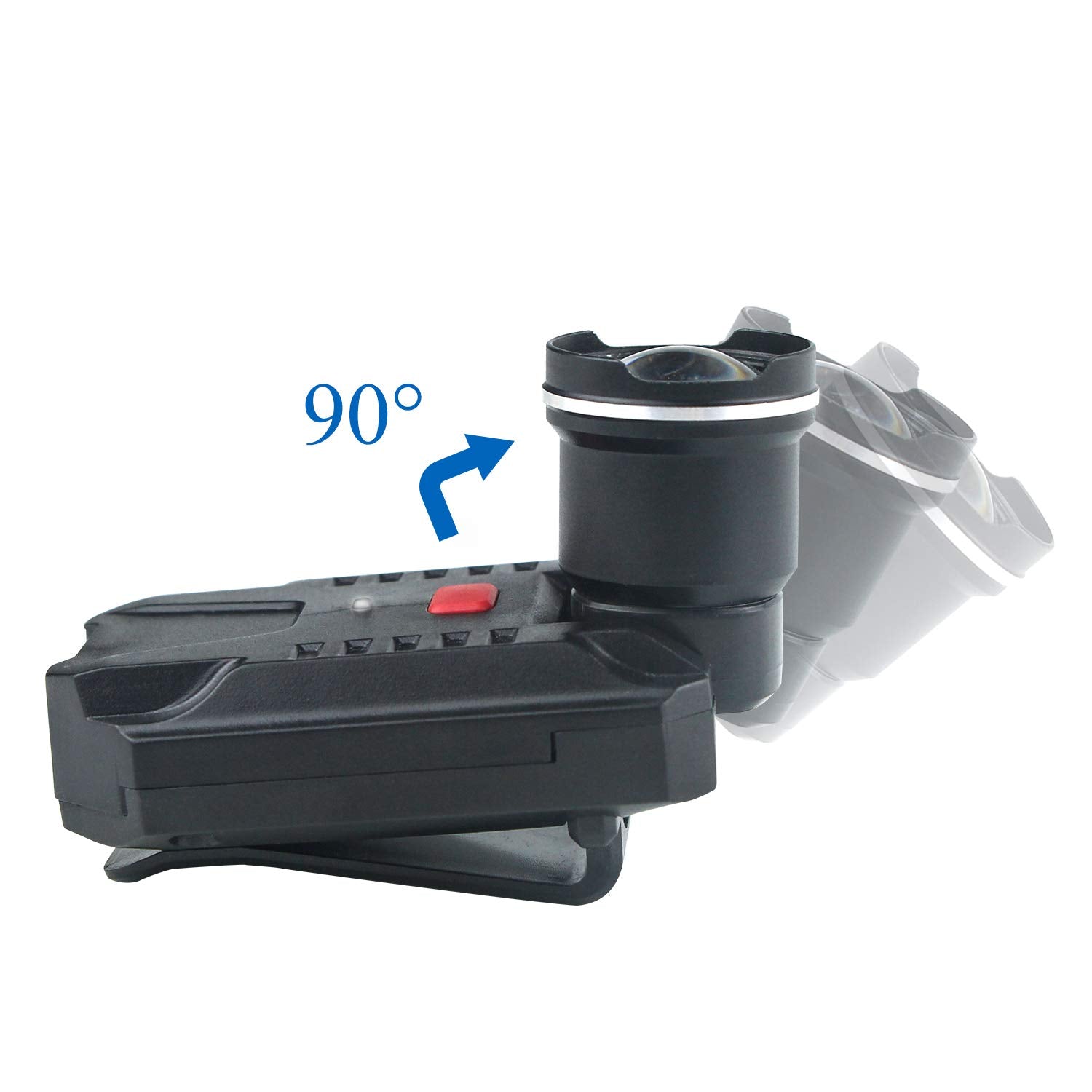 FISHNU Clip-on Hat Light, 500 Lumens USB Rechargeable, Aluminum Alloy, Zoomable, Model fs-9007, Black