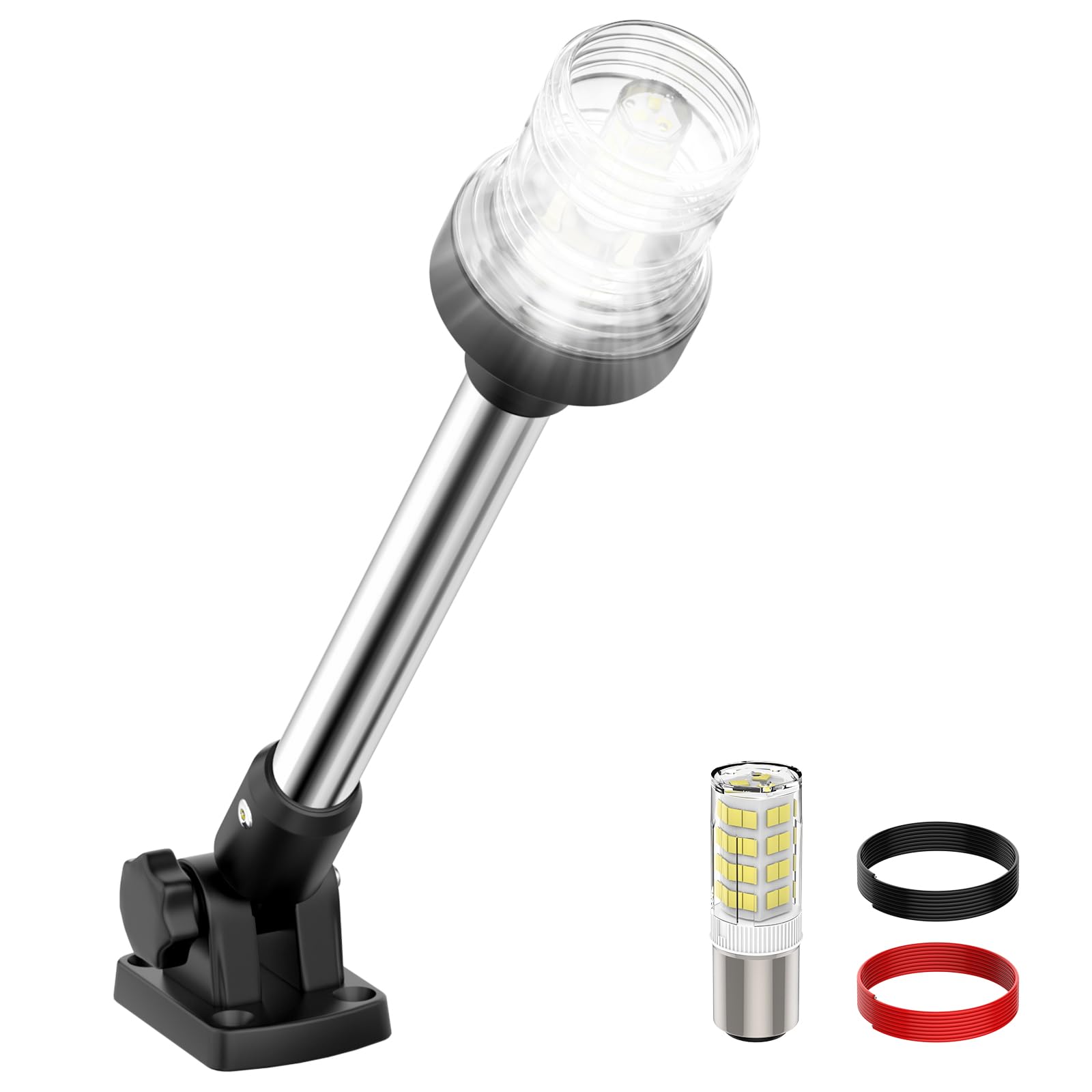 SCYONBARCO 12 Inches Anchor Light Stern Lights for Boats LED Waterproof IP67  White Fold Down Rear Boat Navigation Lights  3NM Visible Boat Running Light LED Marine for Pontoon  Small Boats (12-24V)