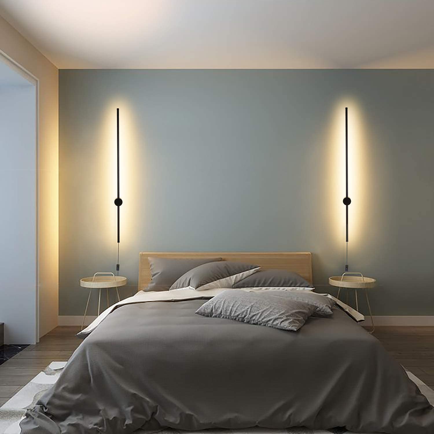 Ditoon Modern Wall Sconces Set of Two, Gold Plug-in LED Lights with Remote, 39.4" Brass, Model DI2316JA100x2d/G