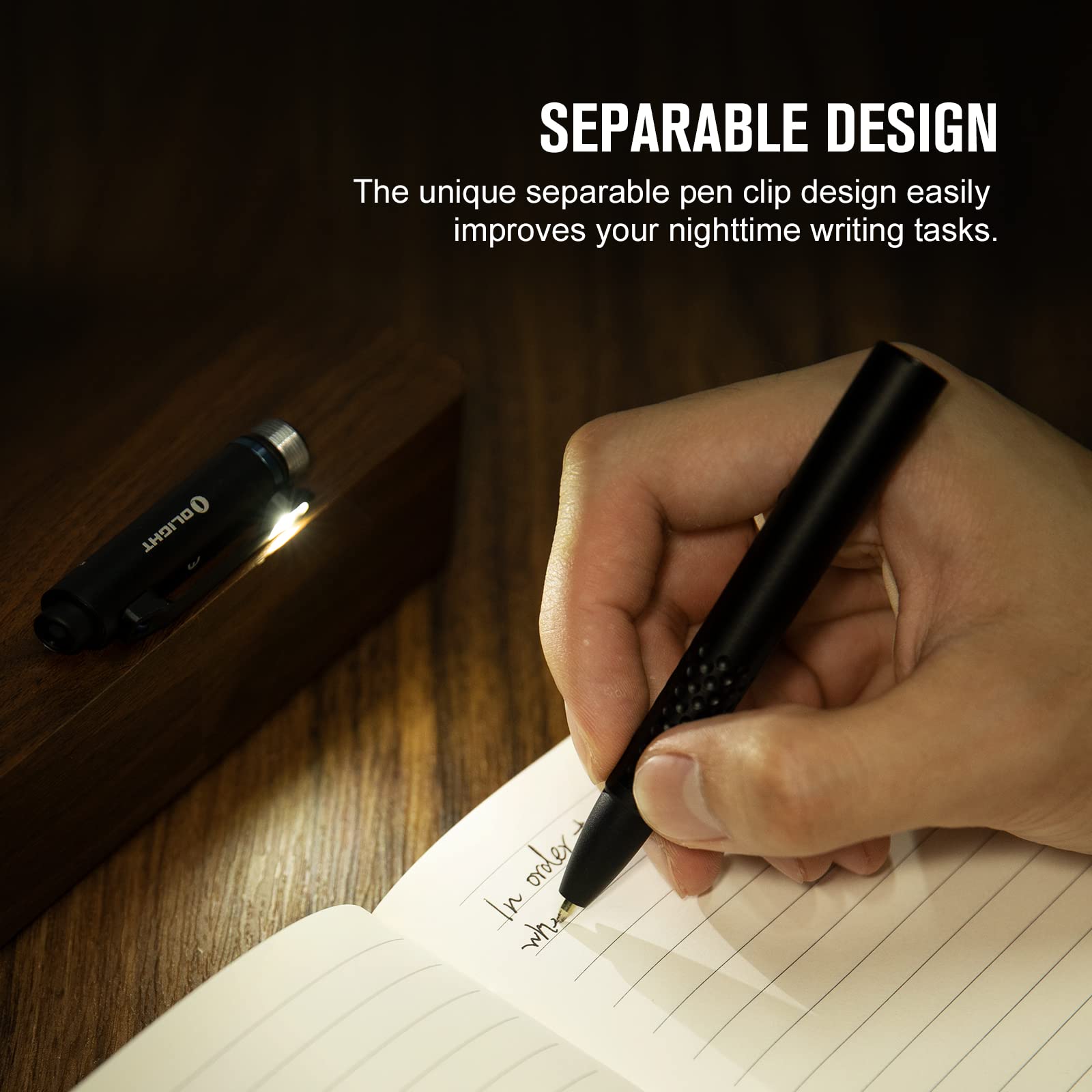 OLIGHT OPen Glow EDC Pen Light, 120 Lumens, Rechargeable, Aluminum, Black, Model: Open Glow