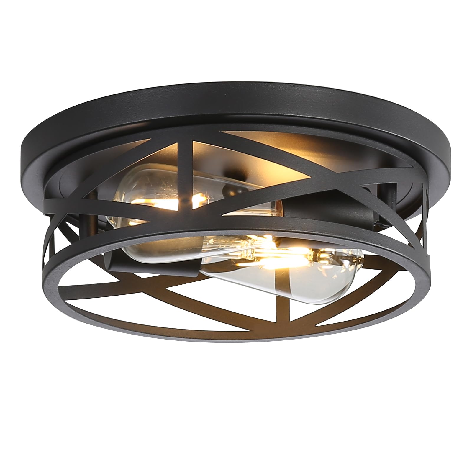 Doxvieze Farmhouse Ceiling Light Fixtures, 11 Inch Metal Cage Cross Close To Ceiling Lights 2-Light, Vintage Flush Mount Ceiling