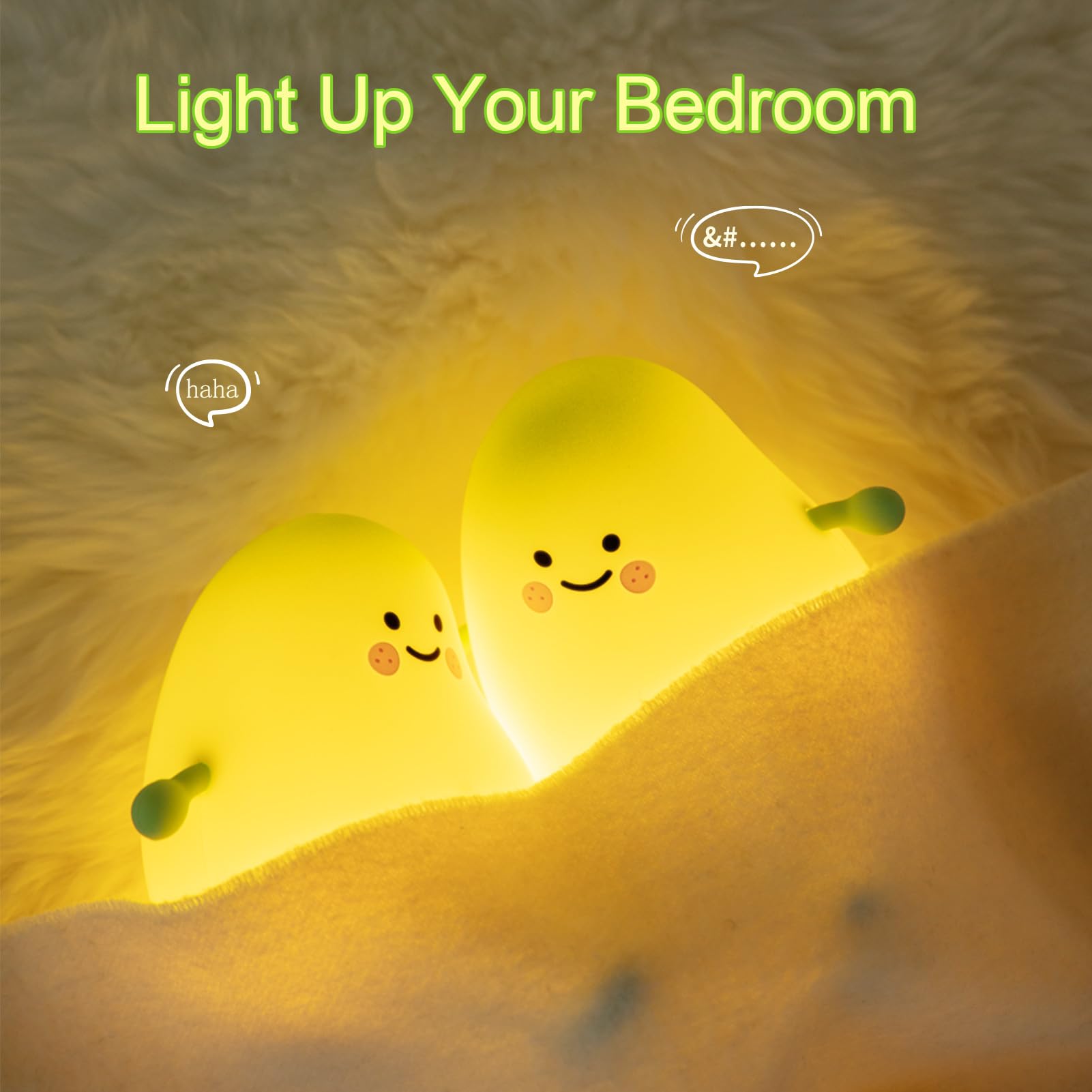 Smoorita Cute Night Light For Kids, Mango Sleep Lamp Warm Light Bedroom Decor Kids Night Light, Silicone Nightlight Baby Nursery